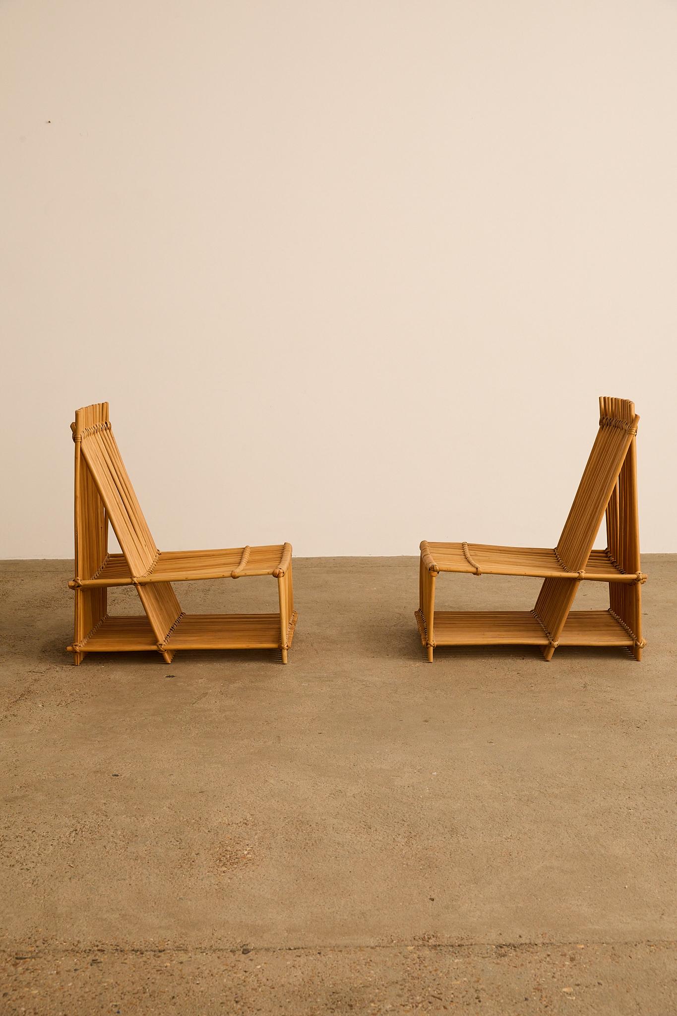 Falegnameria Sedie da salotto scultoree in rattan in vendita