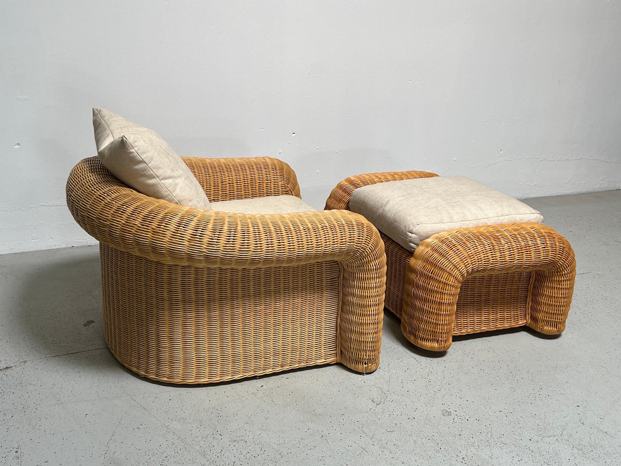 Sculptural Rattan Oversized Chair and Ottoman by Preview  5