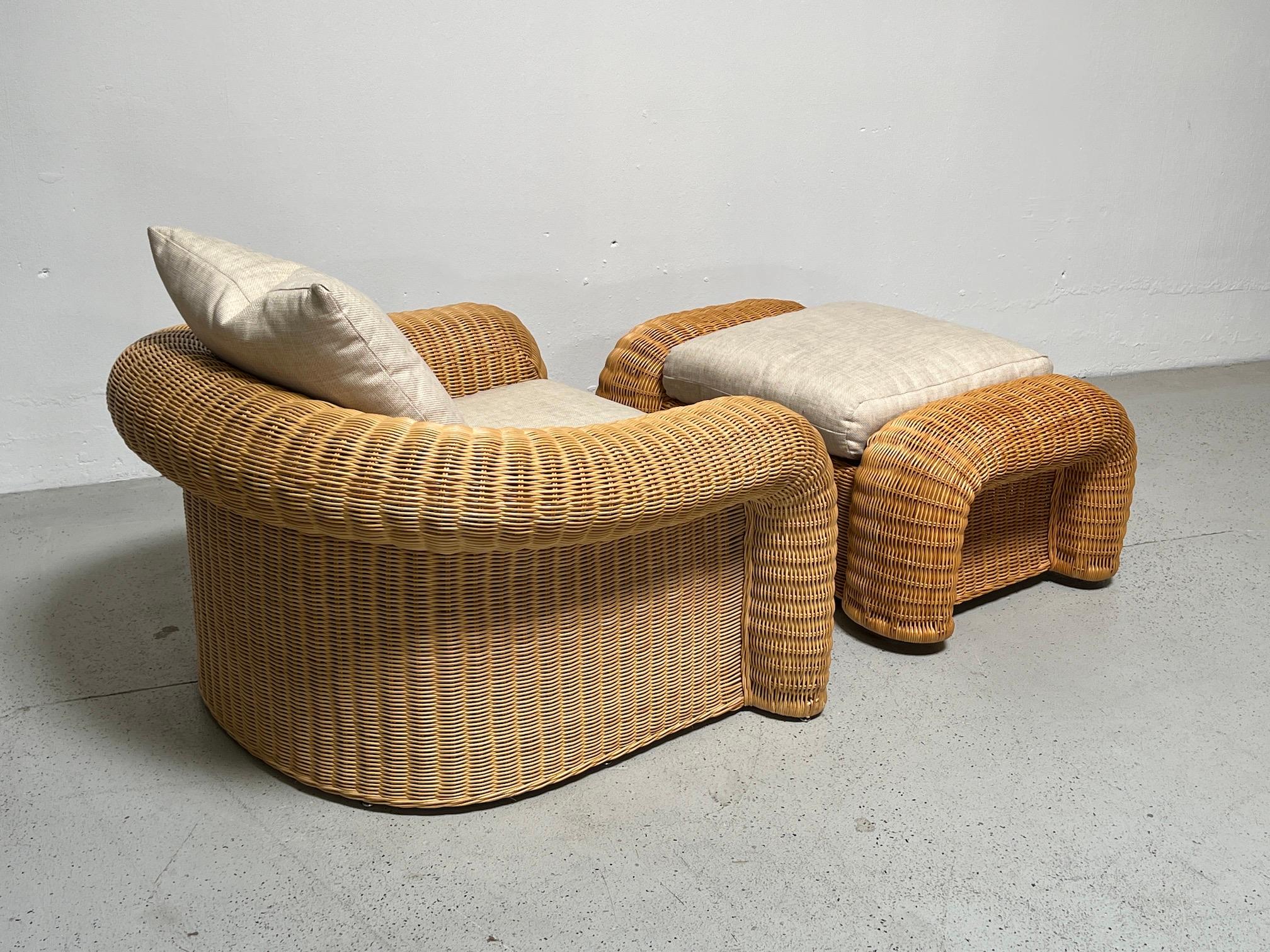 Sculptural Rattan Oversized Chair and Ottoman by Preview  6