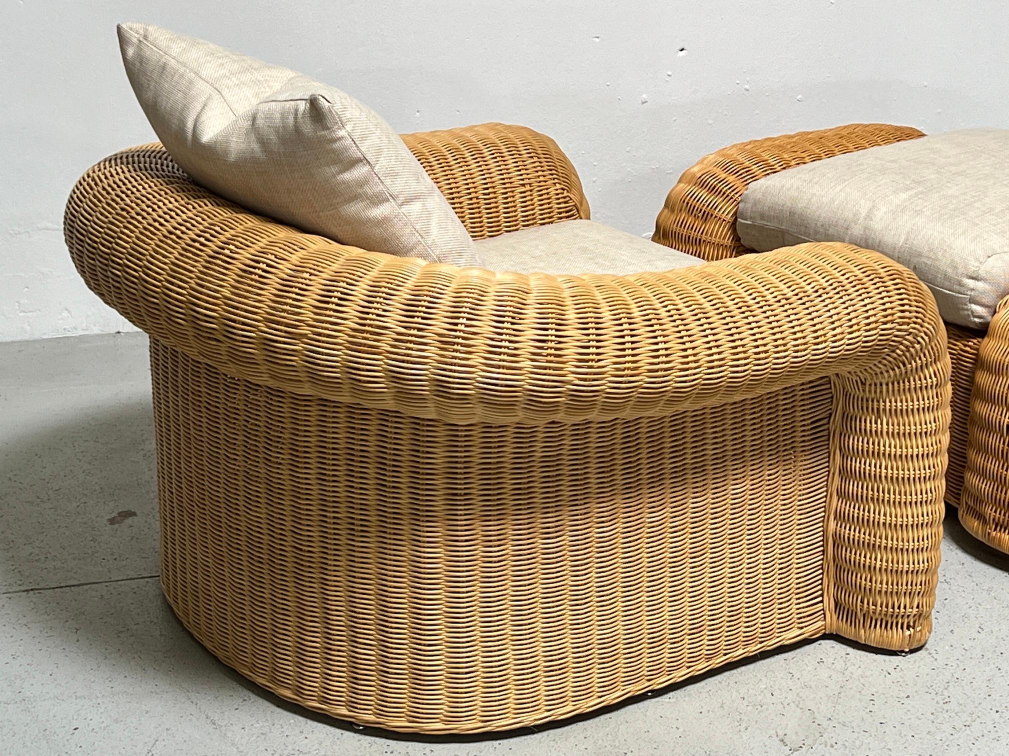 Sculptural Rattan Oversized Chair and Ottoman by Preview  7