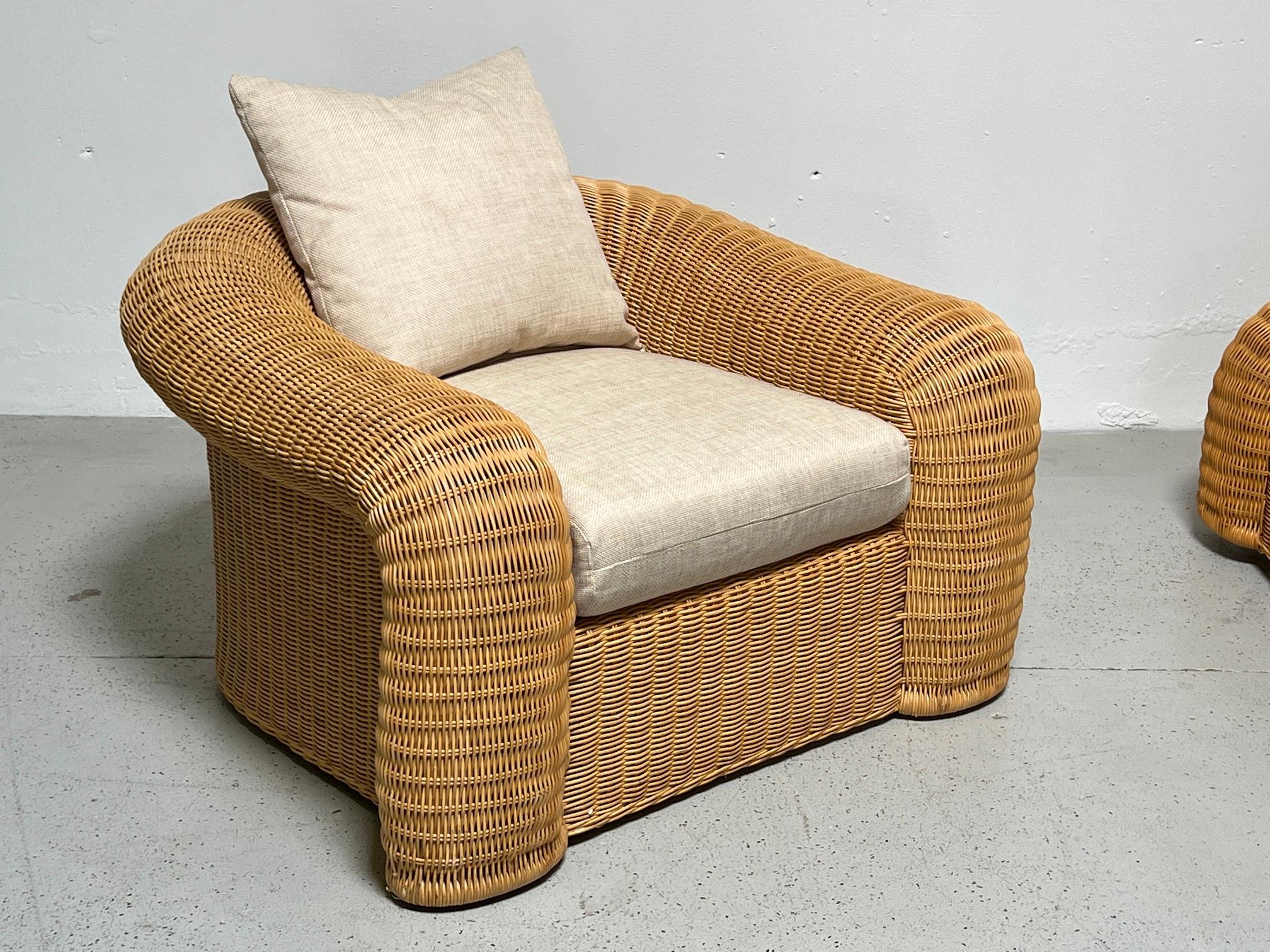 Sculptural Rattan Oversized Chair and Ottoman by Preview  9