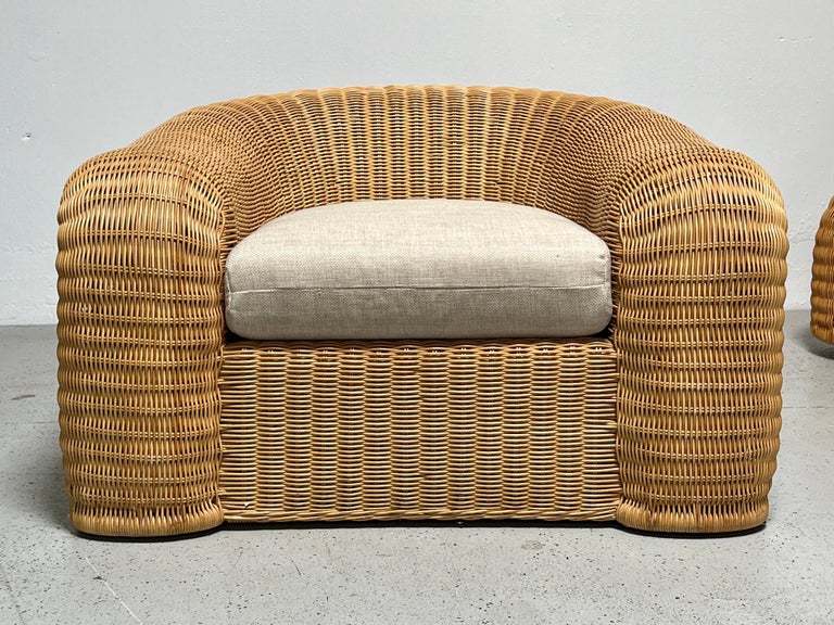 Sculptural Rattan Oversized Chair and Ottoman by Preview For Sale at ...