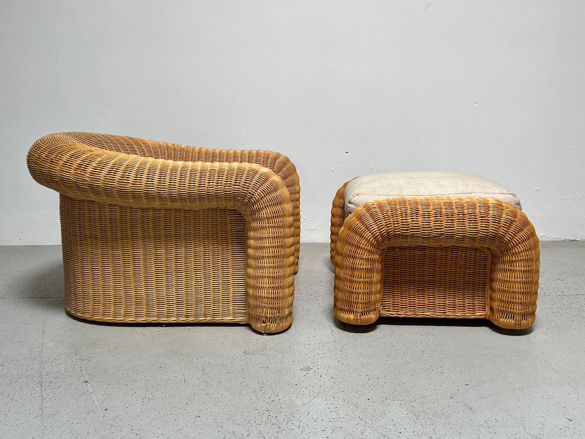 Sculptural Rattan Oversized Chair and Ottoman by Preview  2