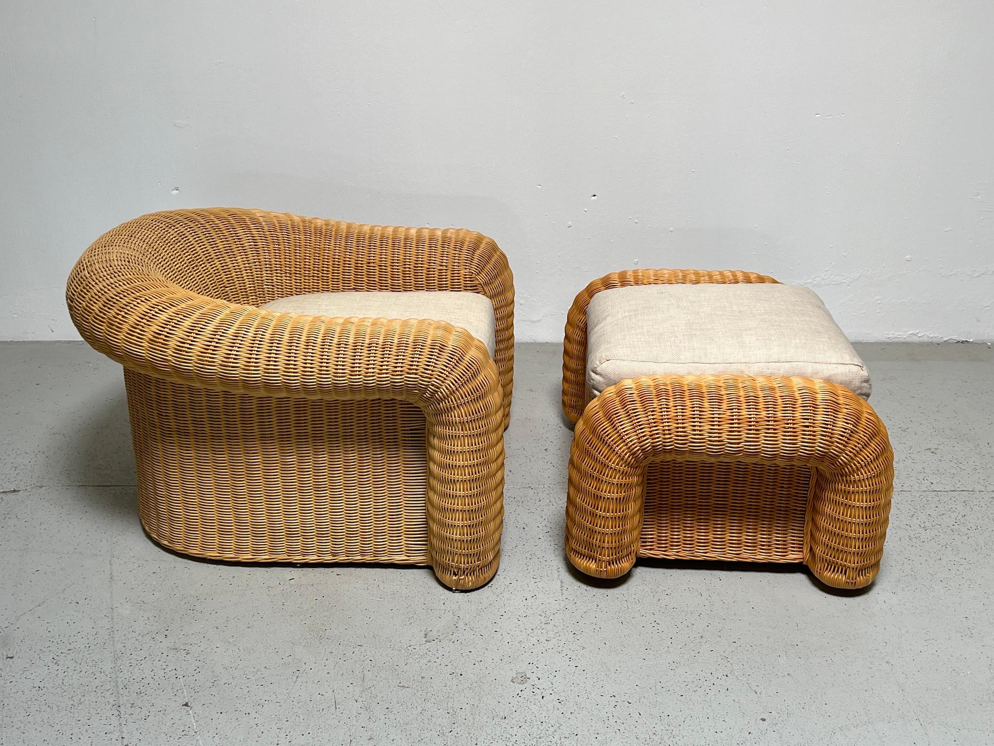 Sculptural Rattan Oversized Chair and Ottoman by Preview  3