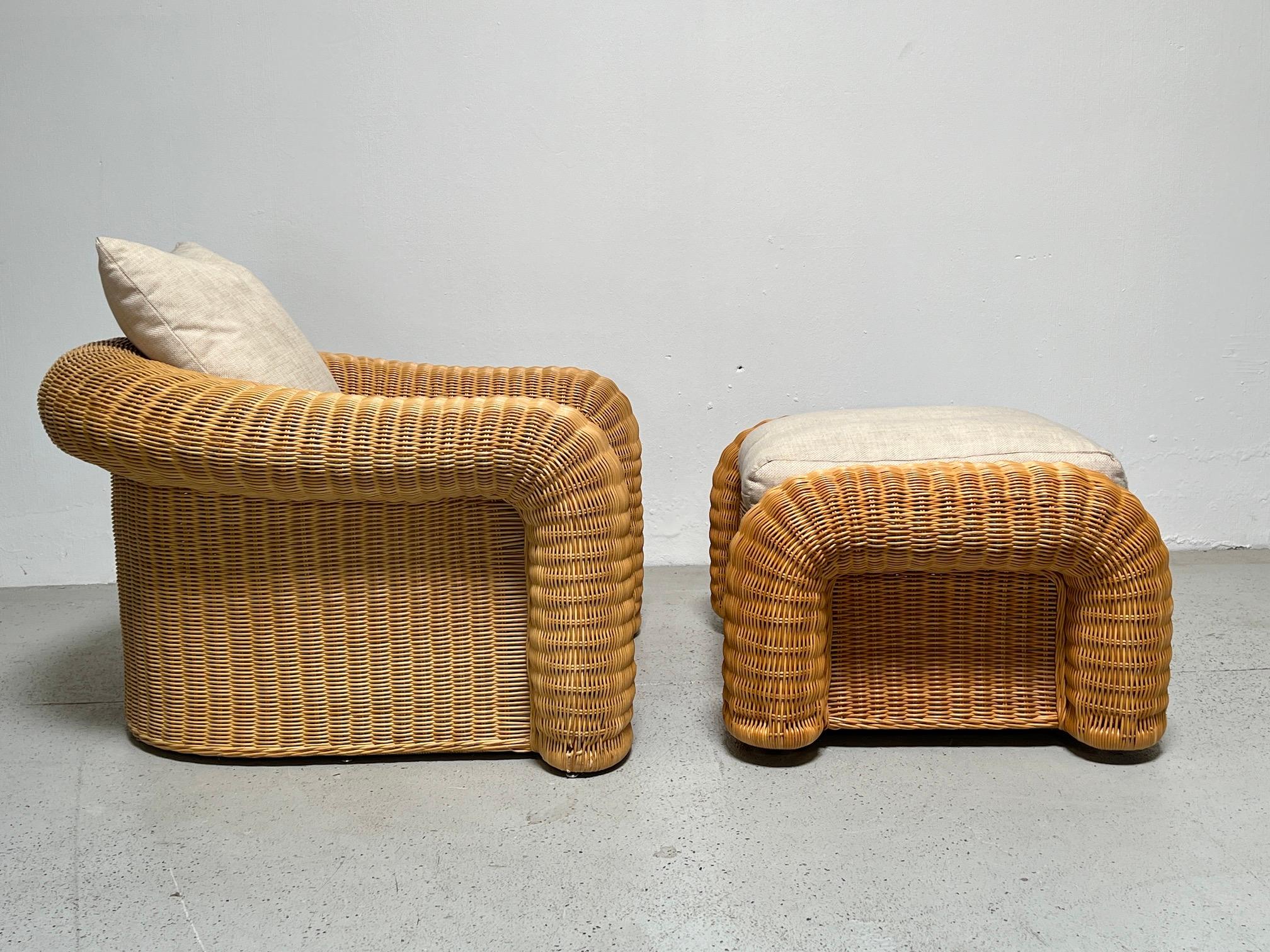 Sculptural Rattan Oversized Chair and Ottoman by Preview  4