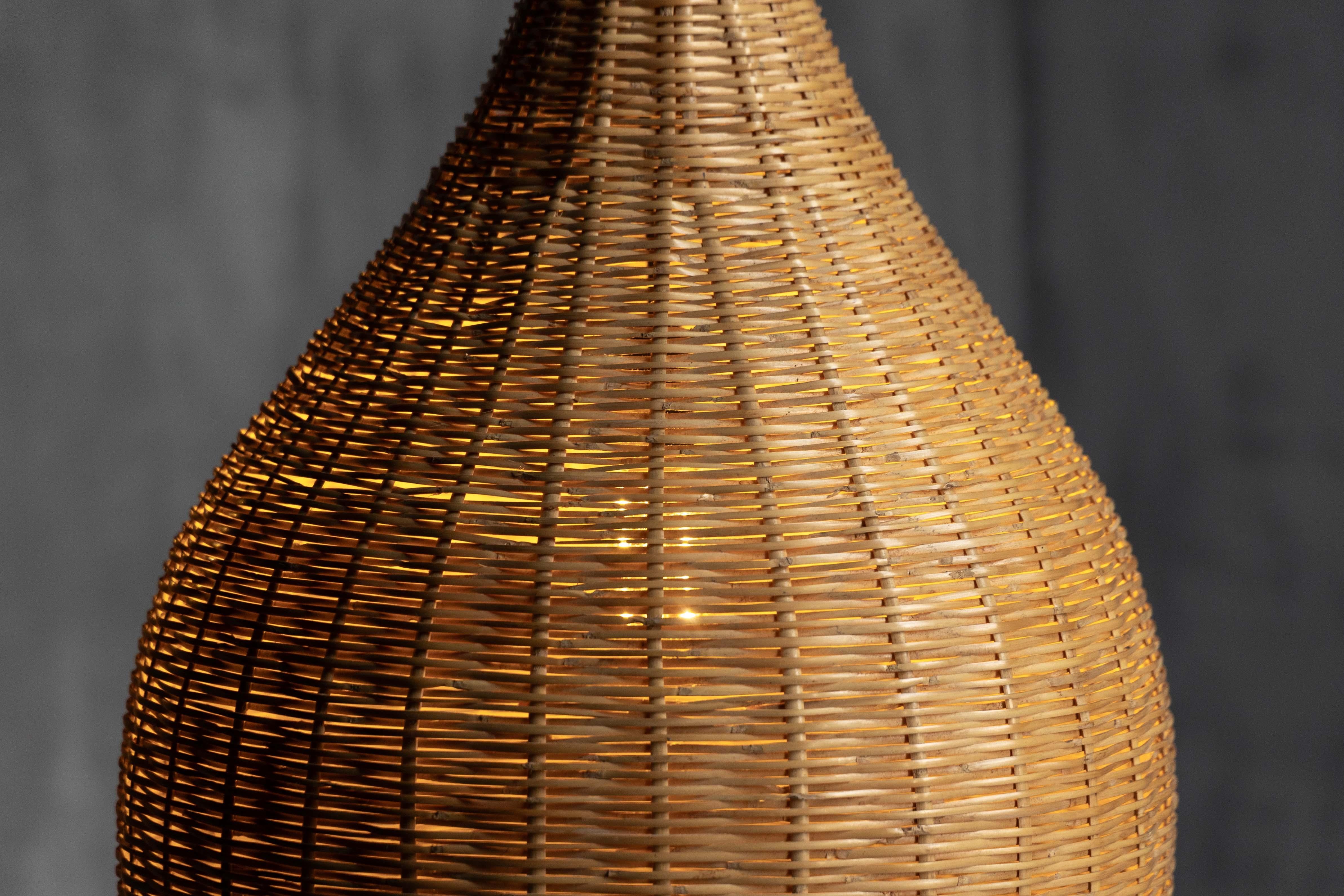 Skulpturale Rattan-Pendelleuchten, Frankreich, 1960er Jahre im Angebot 4
