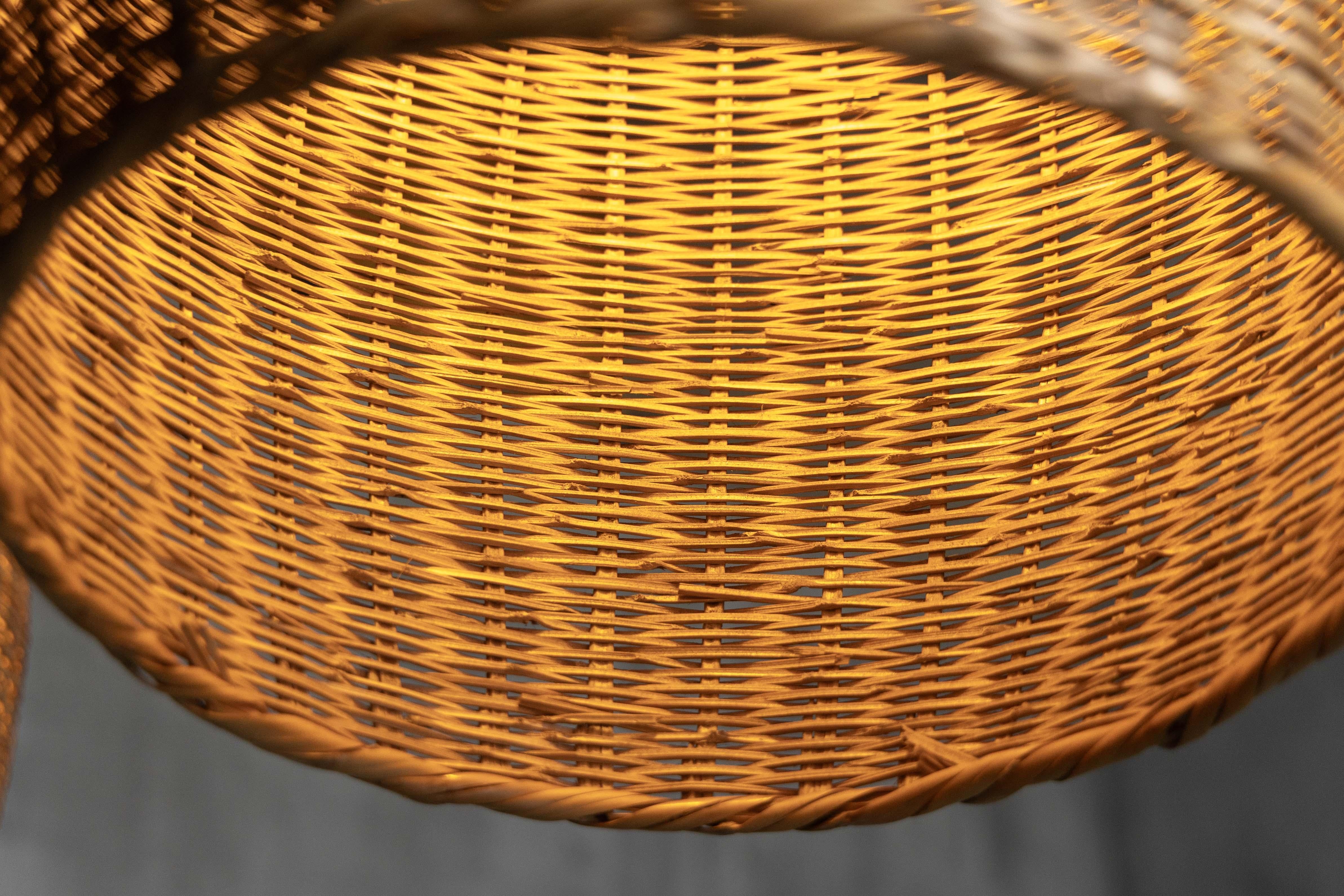 Skulpturale Rattan-Pendelleuchten, Frankreich, 1960er Jahre im Angebot 6