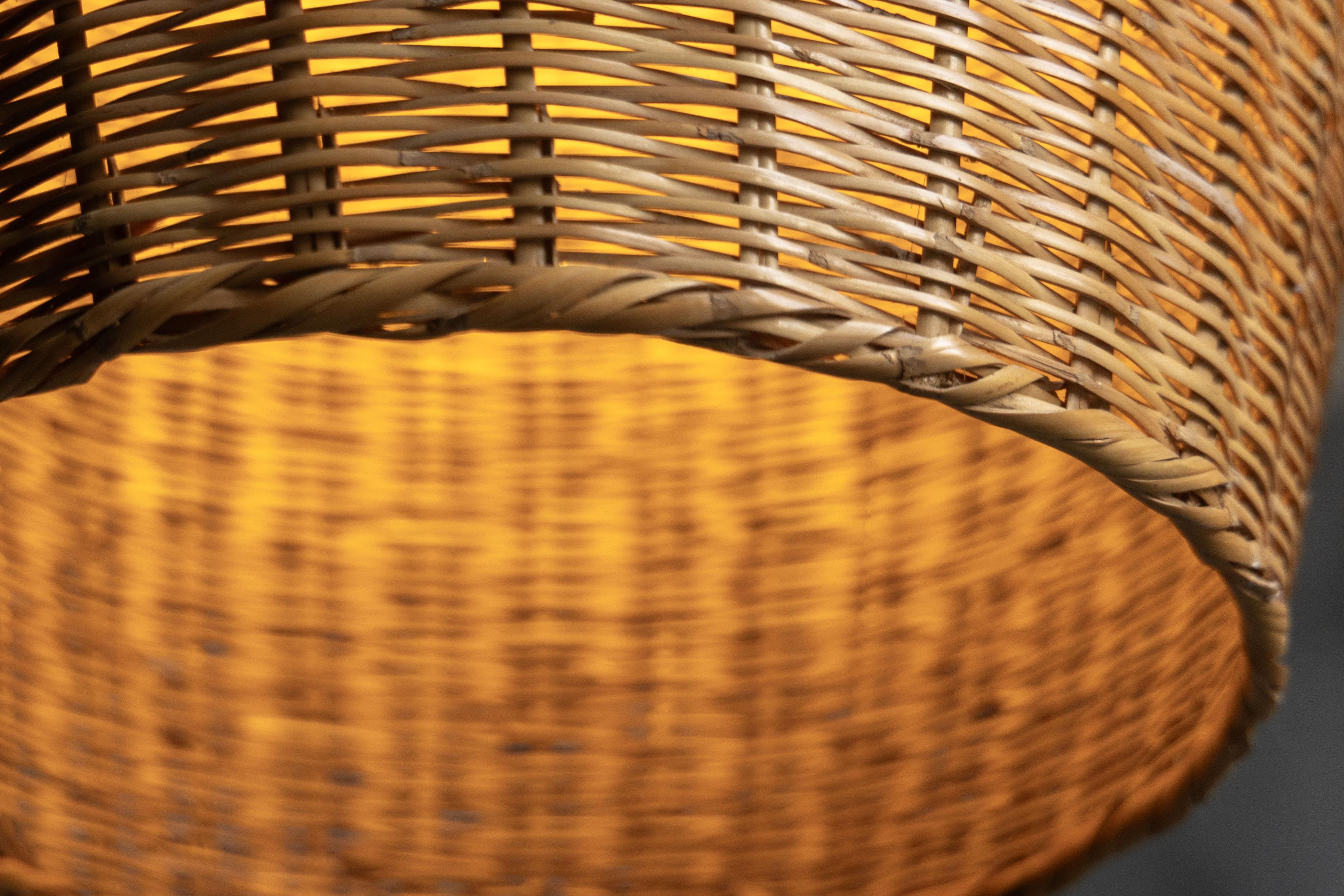 Skulpturale Rattan-Pendelleuchten, Frankreich, 1960er Jahre im Angebot 8