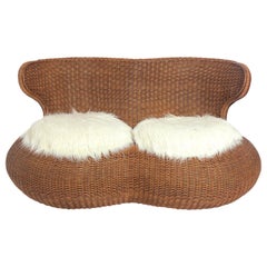 Sculptural Rattan Settee