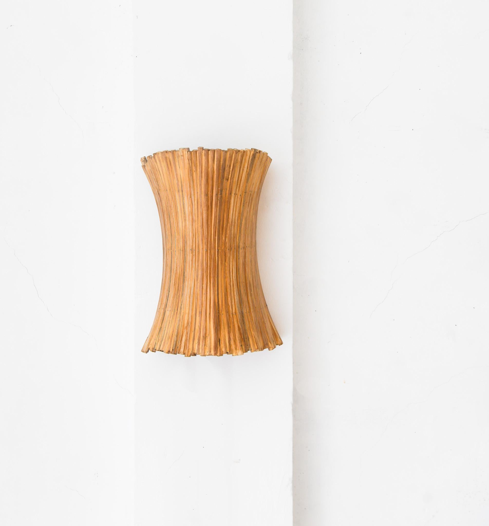 Modern Sculptural Rattan Wall Sconce For Sale