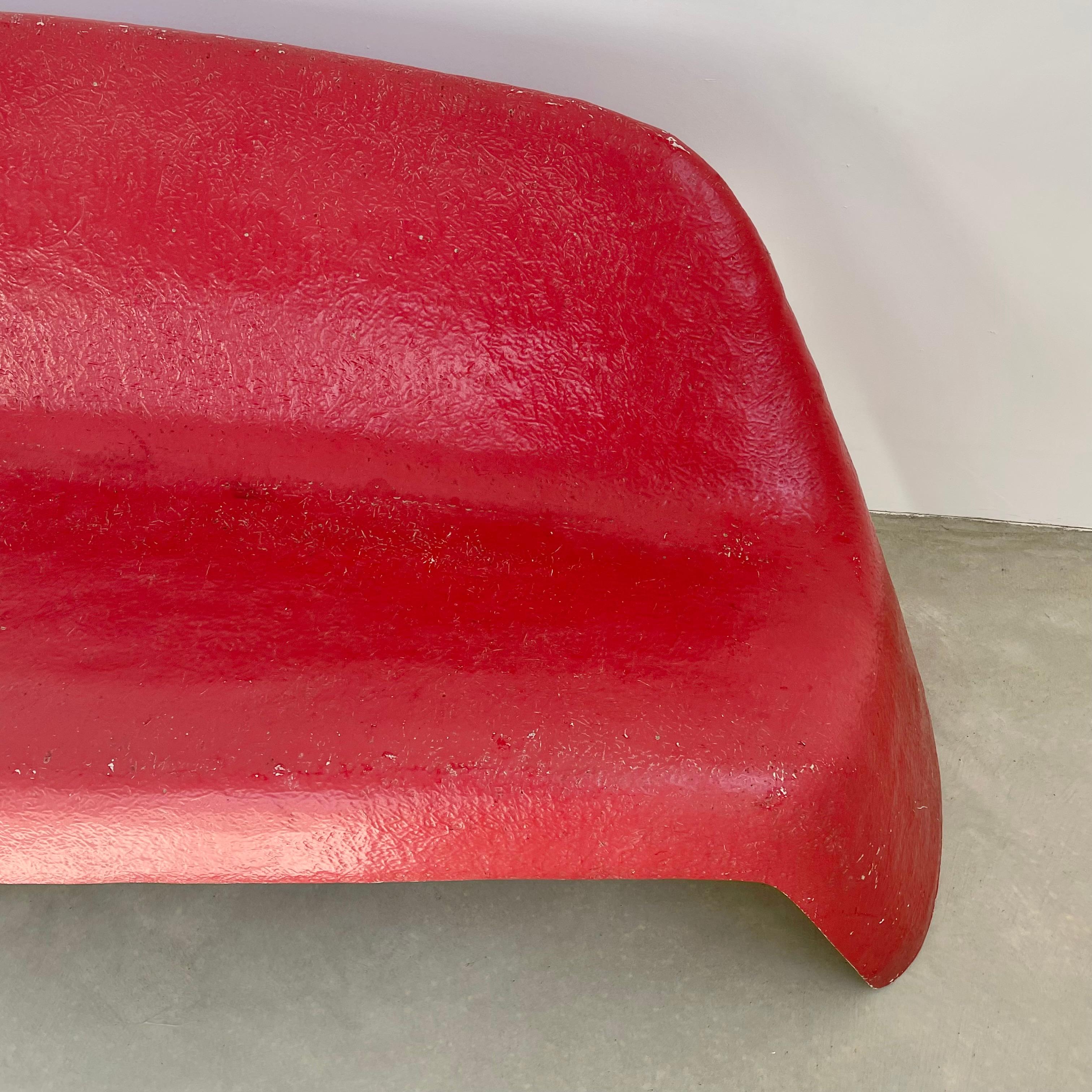 Sculptural Red Fiberglass Bench by Walter Papst For Sale 6