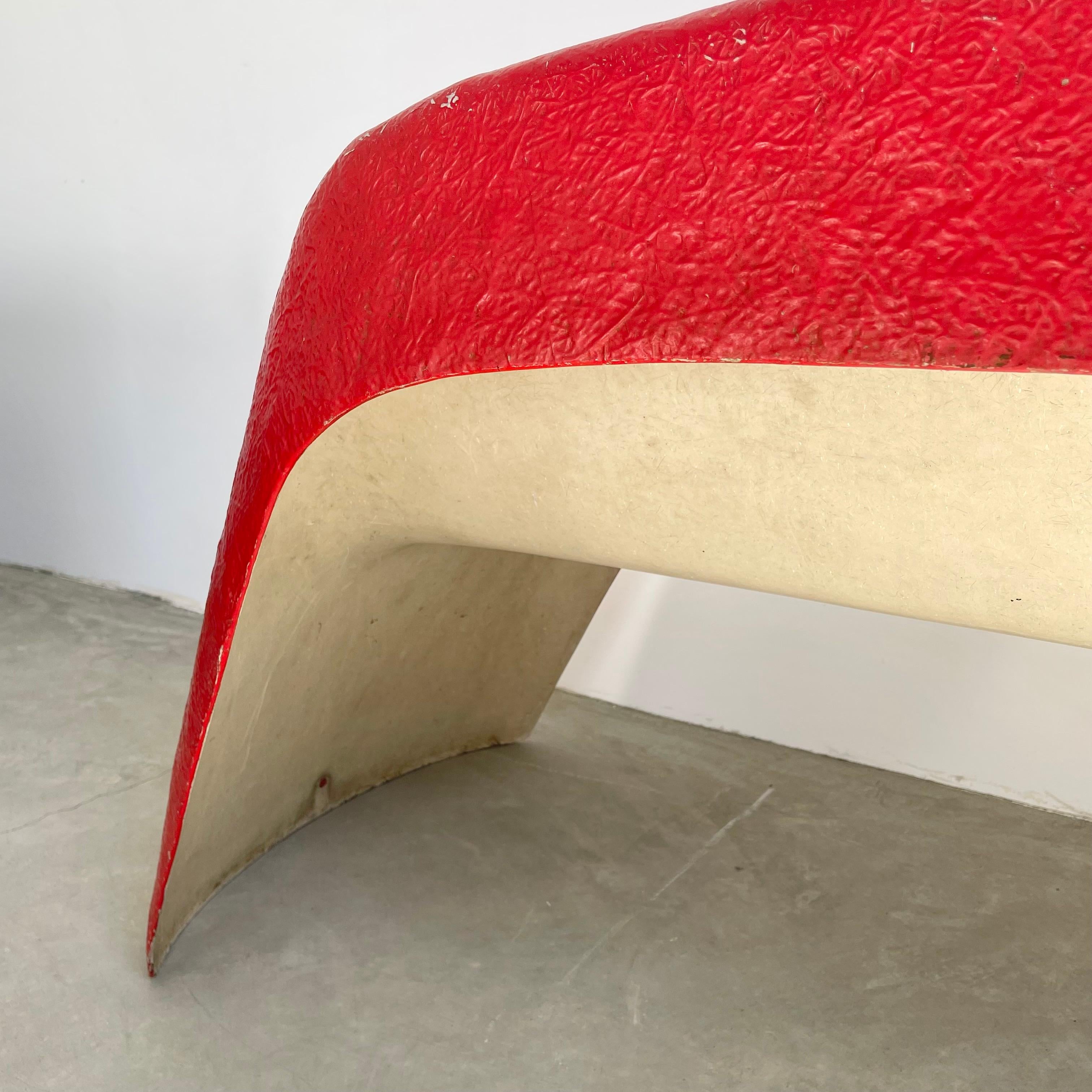Sculptural Red Fiberglass Bench by Walter Papst For Sale 7