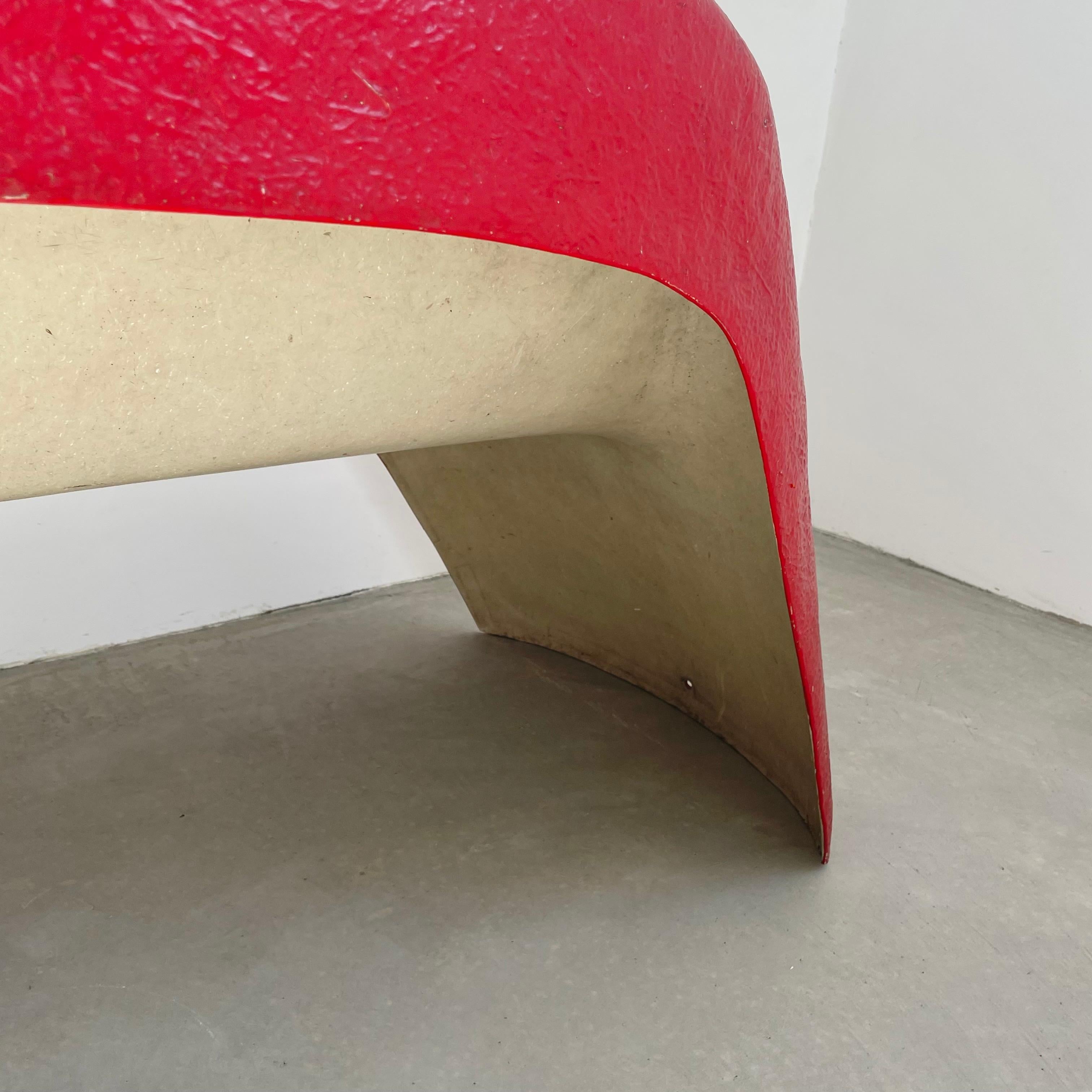 Sculptural Red Fiberglass Bench by Walter Papst For Sale 9
