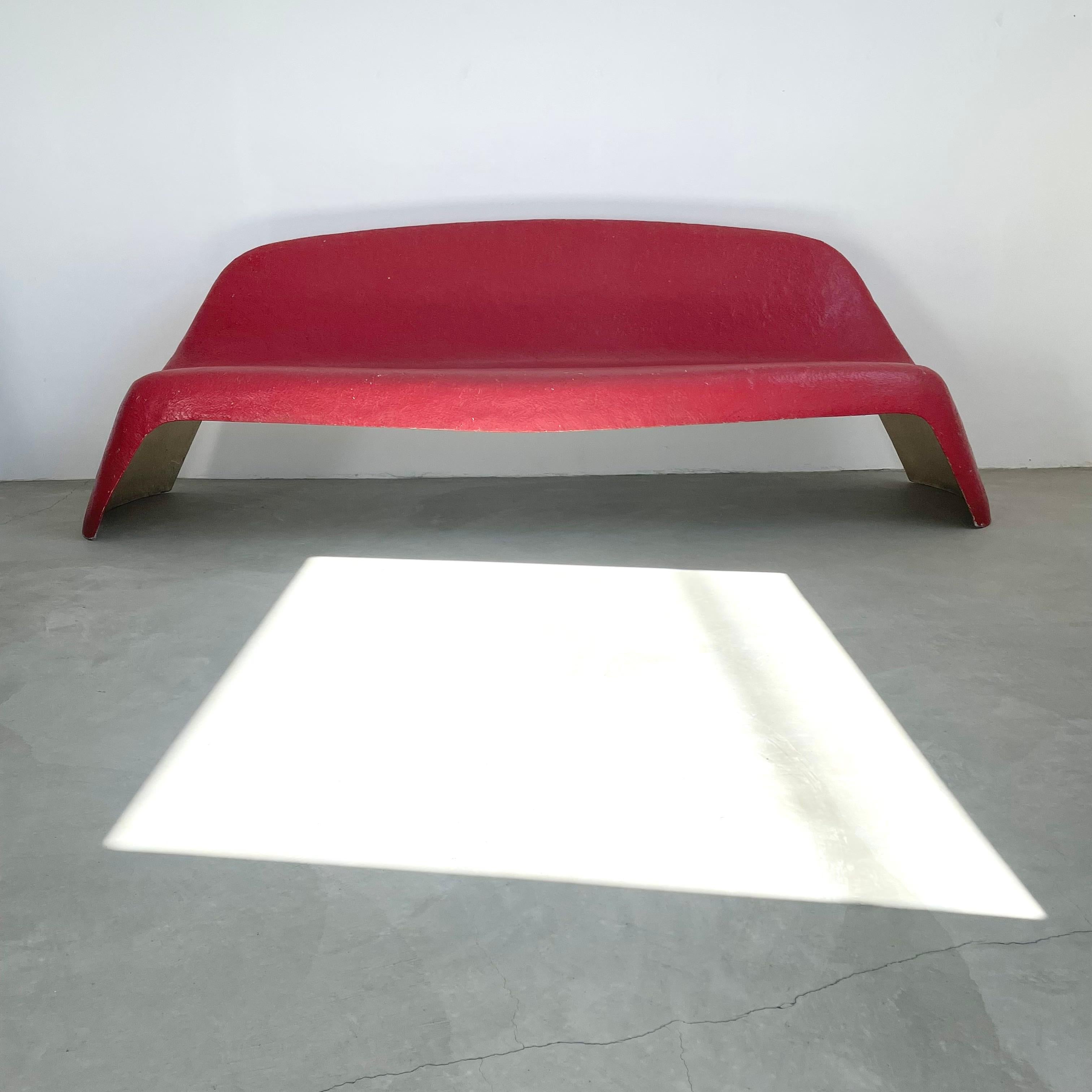 Stunning sculptural fiberglass bench by Walter Papst for Wilkhahn. Made in Germany, in the 1960s. Beautiful and simplistic design. Single piece of fiberglass sculpted with great lines from all angles. Made for the outdoors but also looks great