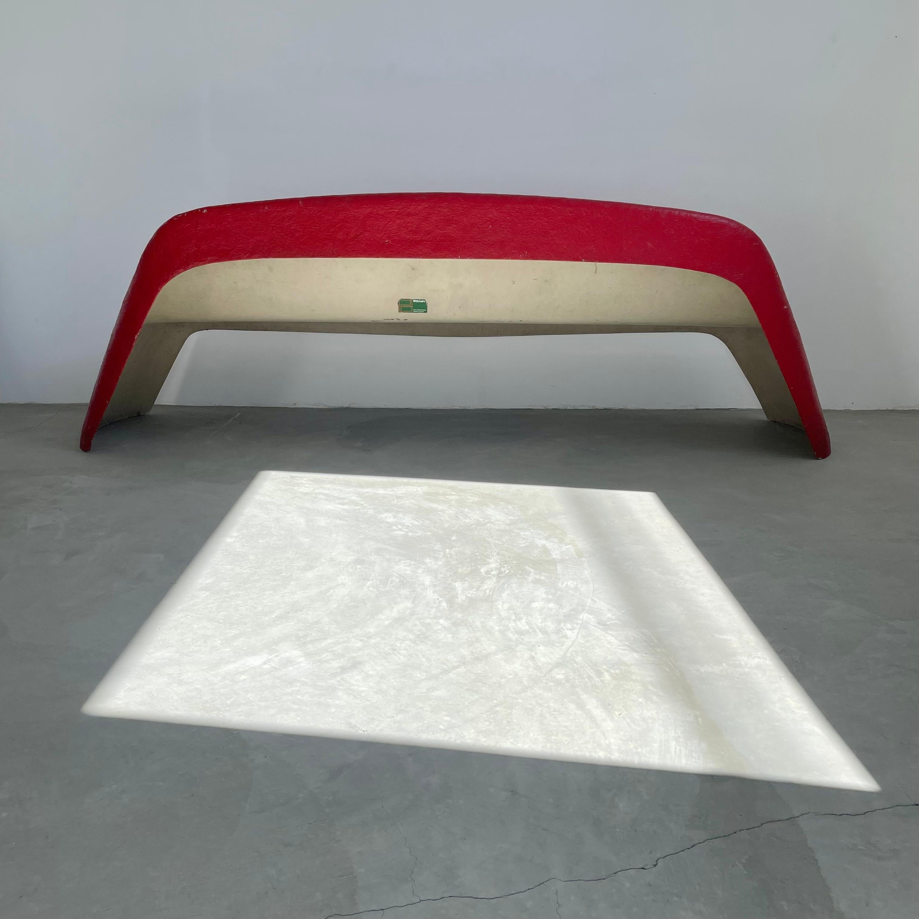 German Sculptural Red Fiberglass Bench by Walter Papst For Sale