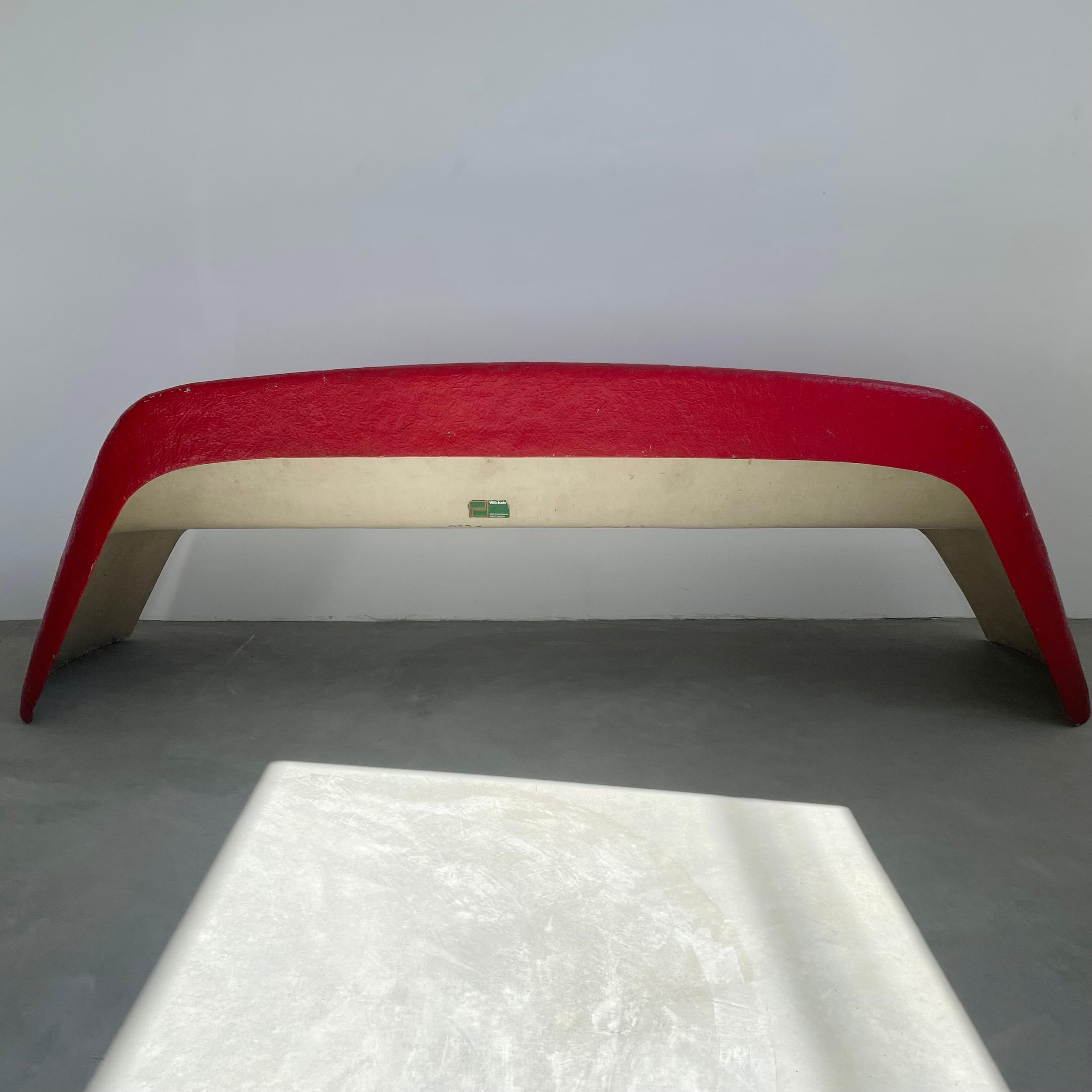 Mid-20th Century Sculptural Red Fiberglass Bench by Walter Papst For Sale