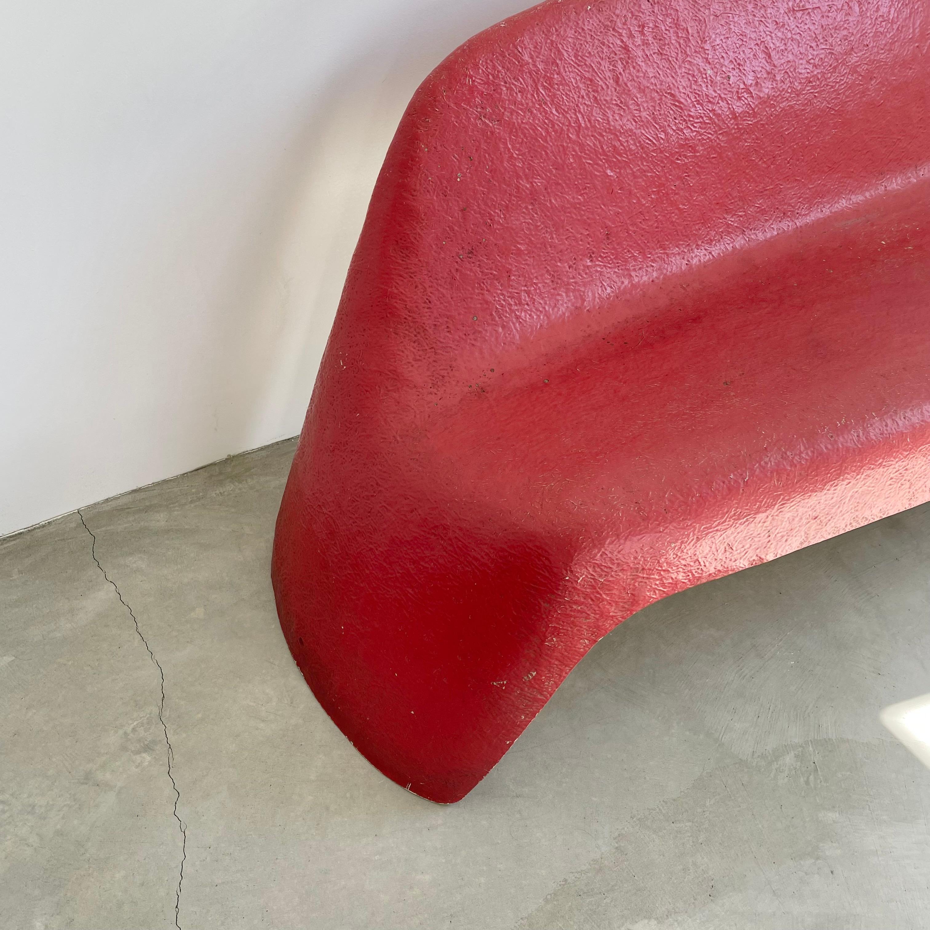 Sculptural Red Fiberglass Bench by Walter Papst For Sale 2