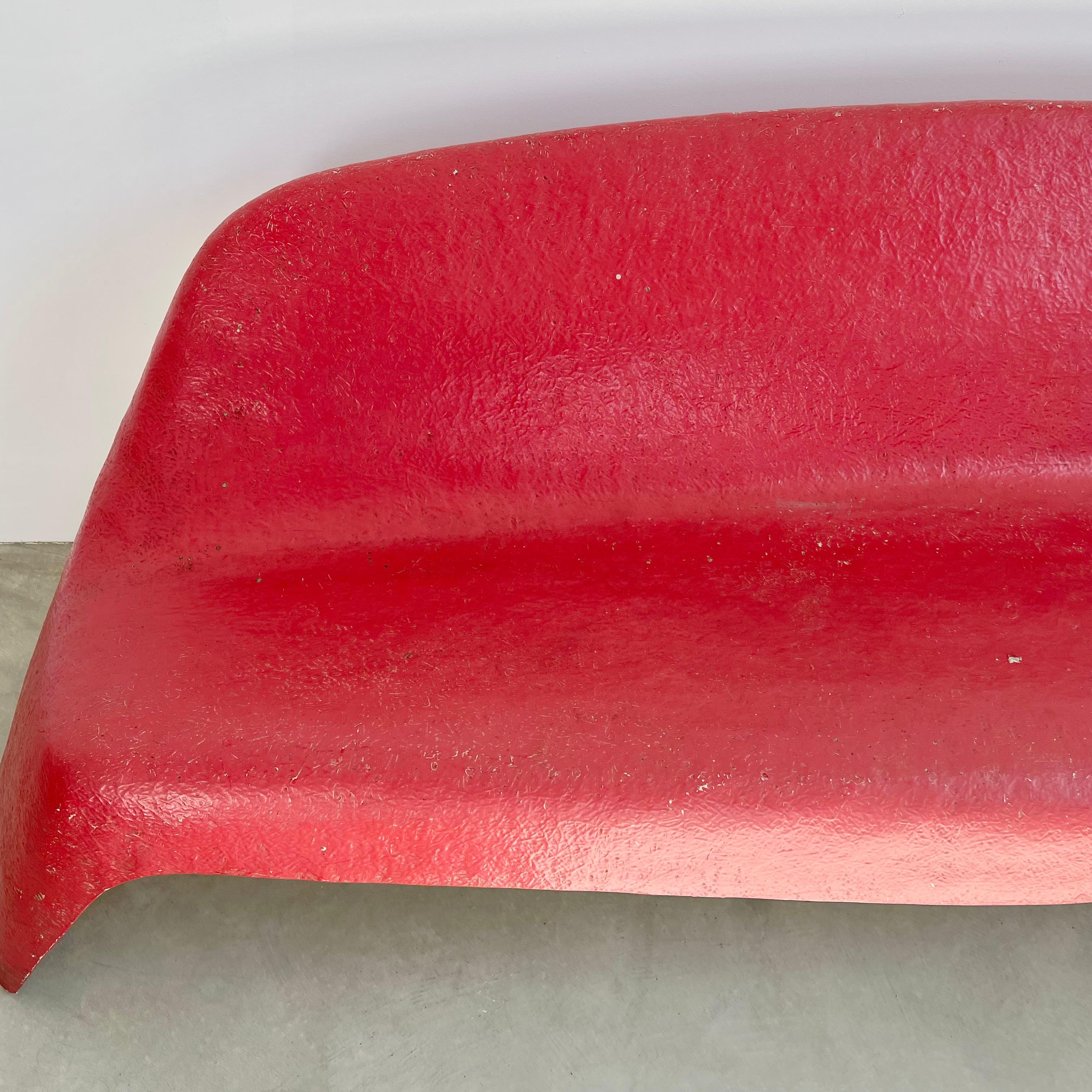 Sculptural Red Fiberglass Bench by Walter Papst For Sale 4