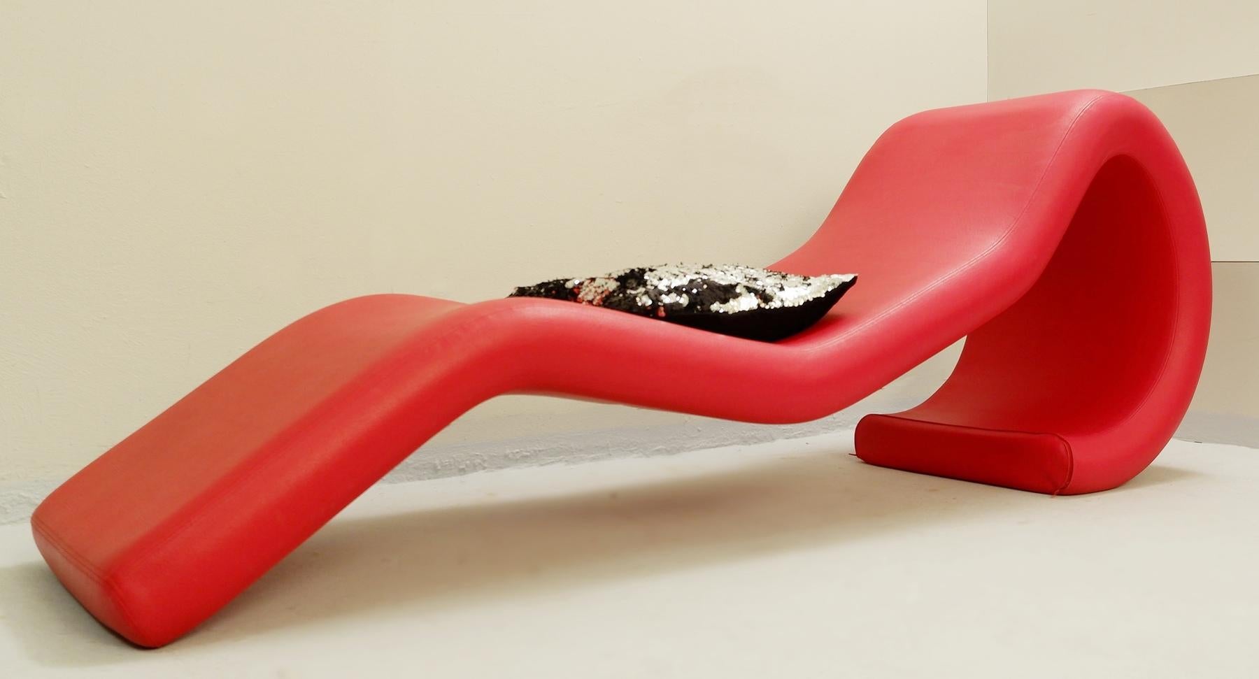 European Sculptural Red Lounge Chair