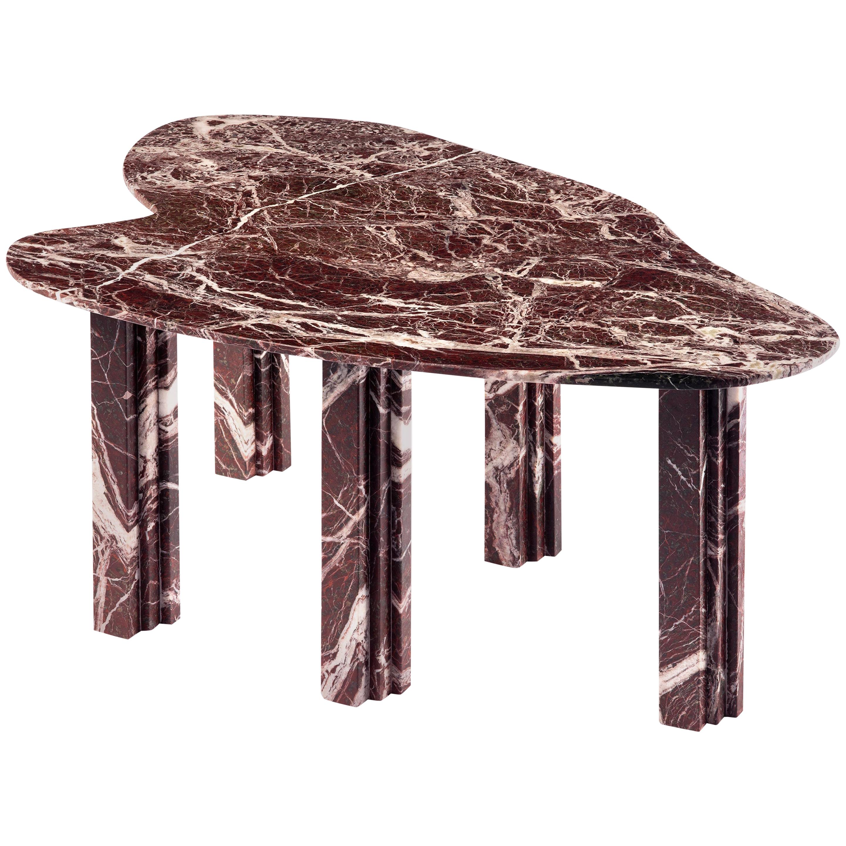 She Said Sculptural Red Marble Dining Table Signed by Lorenzo Bini