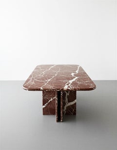Sculptural Red Marble Handcrafted Dining Table - Rosso Levanto Table Design