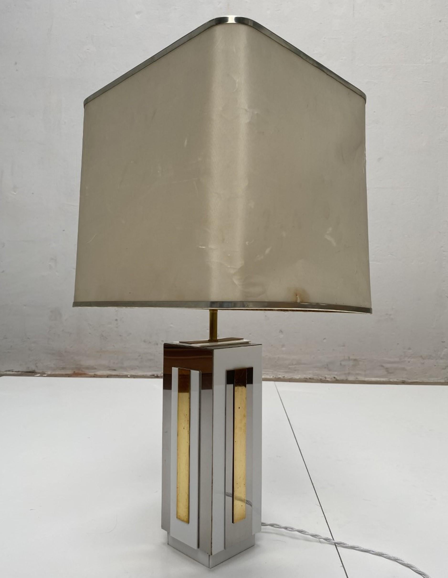 Sculptural Relief Table Lamp by Sculptor 'PH Jean' 1970 Brass Inox Lucite Signed For Sale 4
