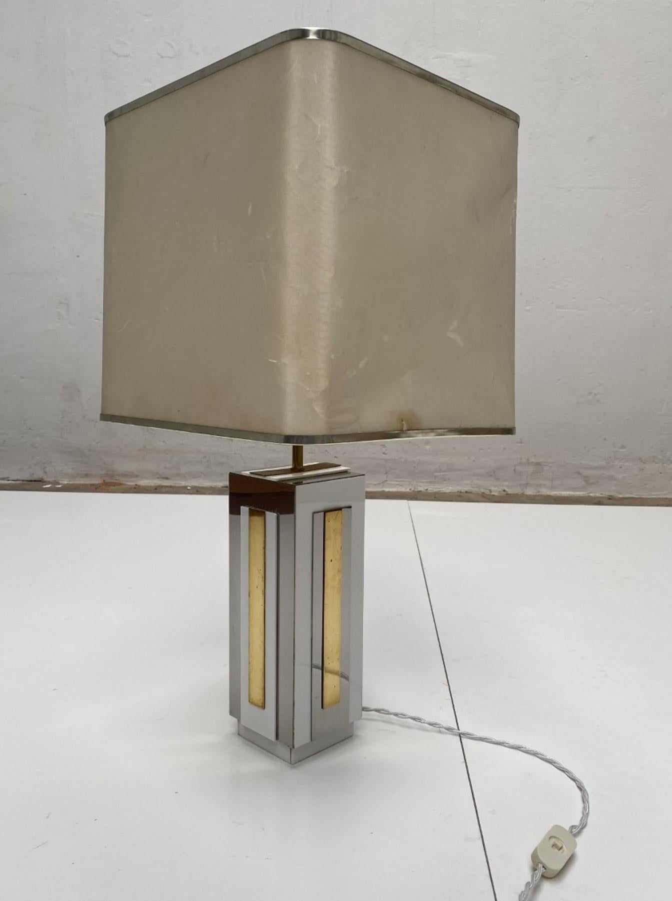 Sculptural Relief Table Lamp by Sculptor 'PH Jean' 1970 Brass Inox Lucite Signed For Sale 2