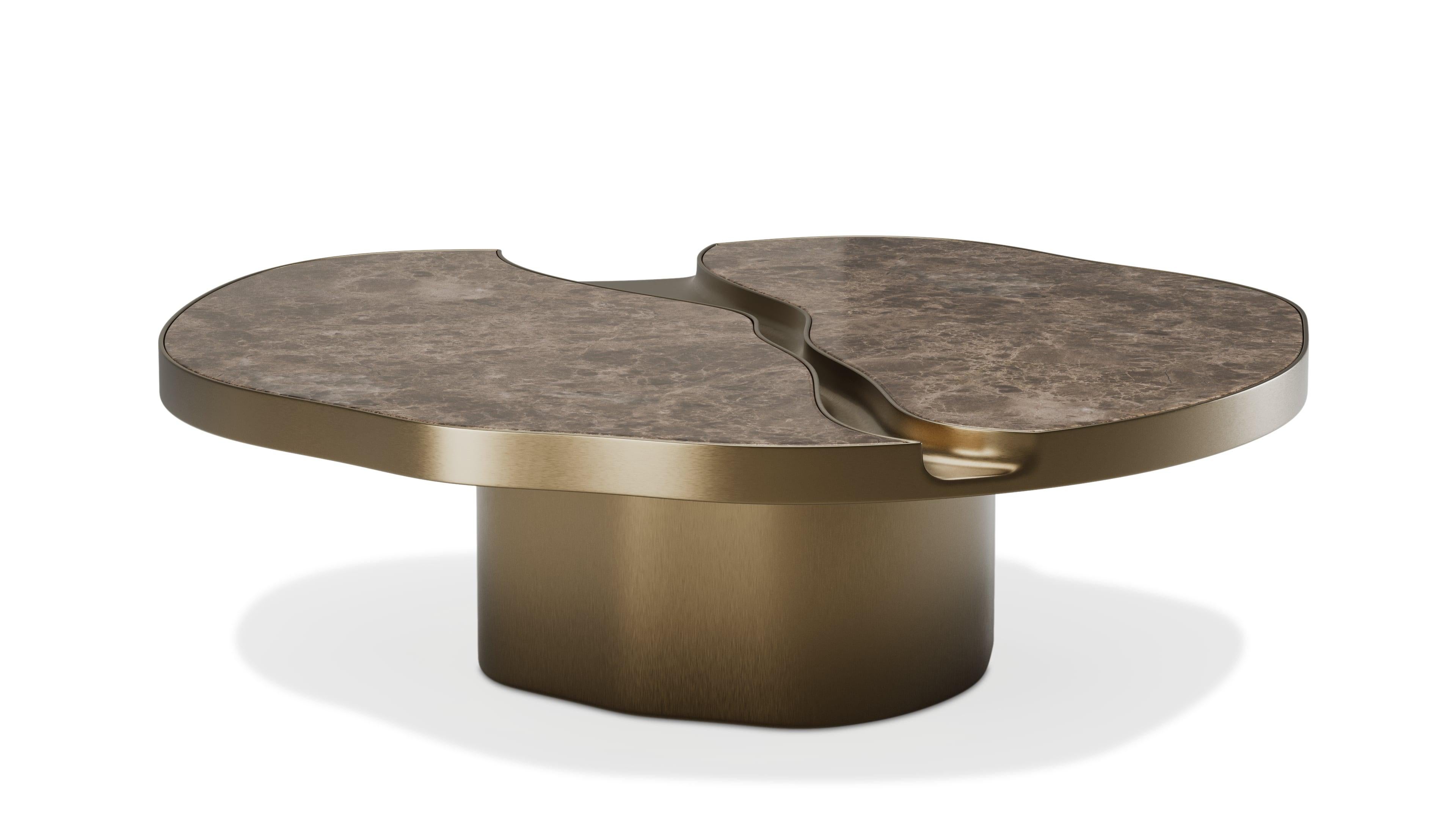 Portoghese Sculptural Retiva Coffee Table With Emperador Marble Top in vendita