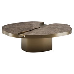 Sculptural Retiva Coffee Table With Emperador Marble Top