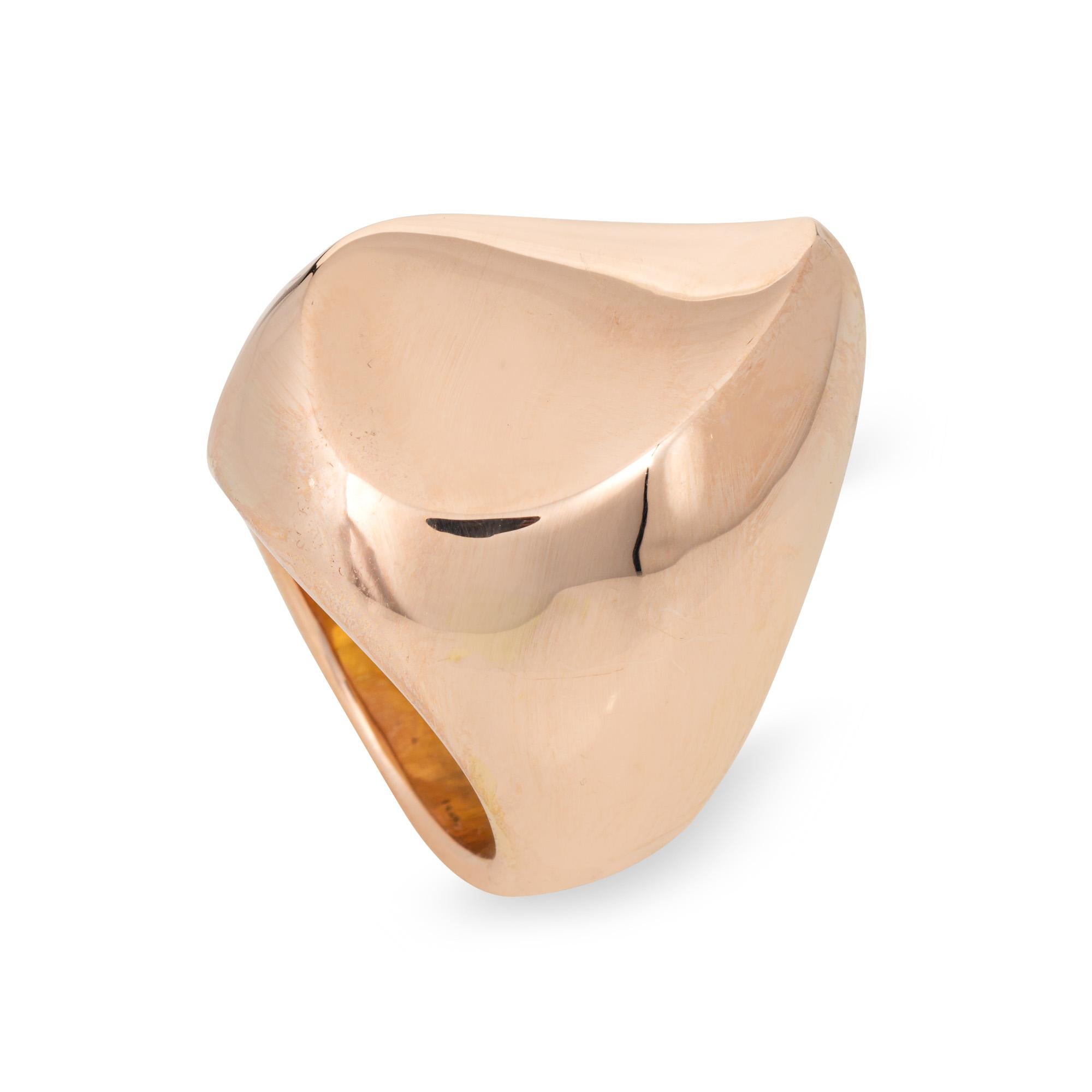 Skulpturaler Ring 14k Rose Gold Wide Band Sz 7 Estate Feiner Cocktail-Schmuck (Zeitgenössisch) im Angebot