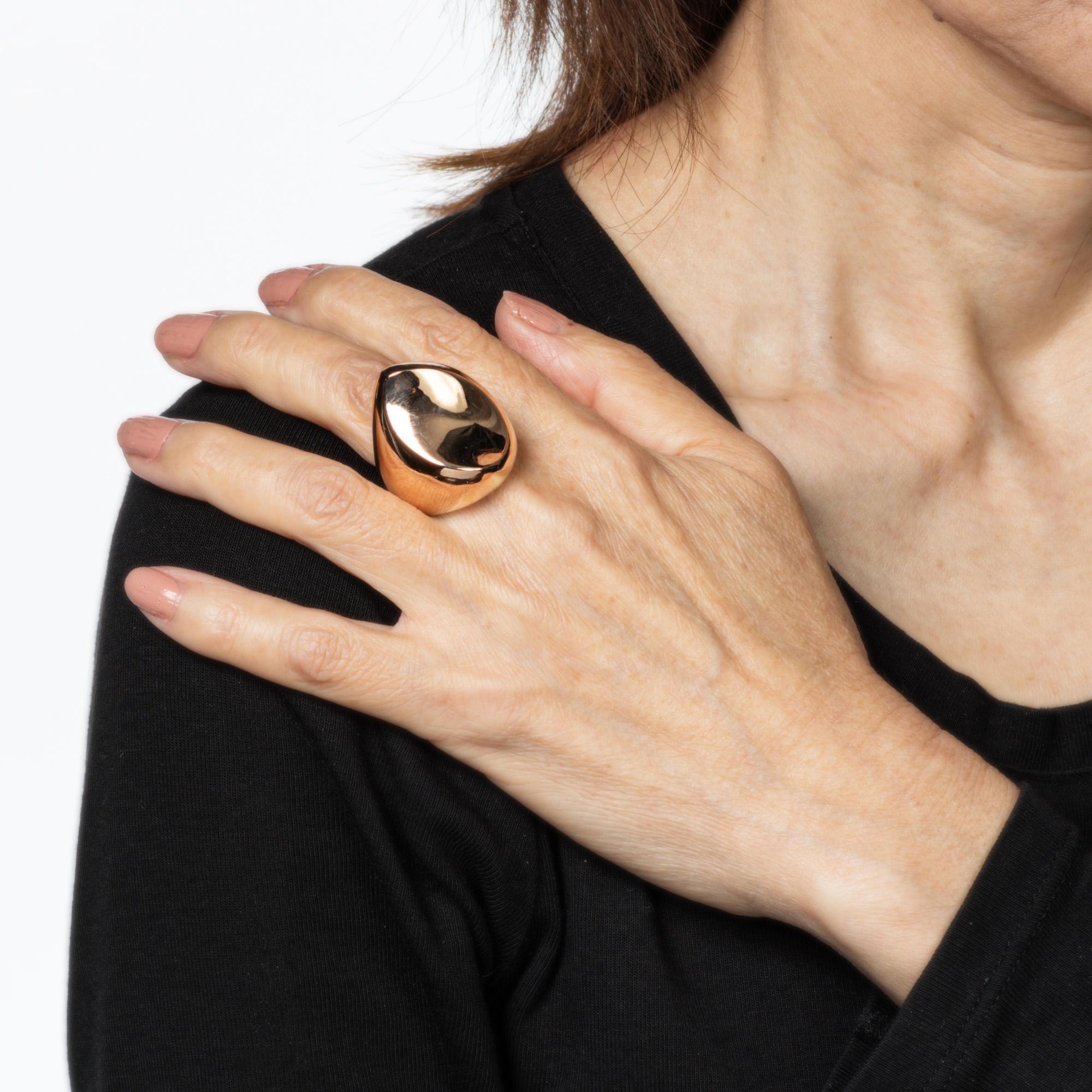 Skulpturaler Ring 14k Rose Gold Wide Band Sz 7 Estate Feiner Cocktail-Schmuck im Angebot 1