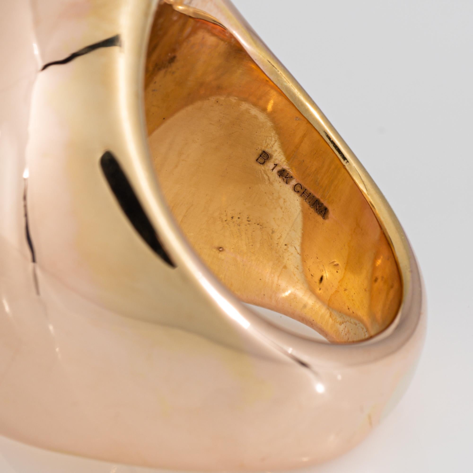 Skulpturaler Ring 14k Rose Gold Wide Band Sz 7 Estate Feiner Cocktail-Schmuck im Angebot 2