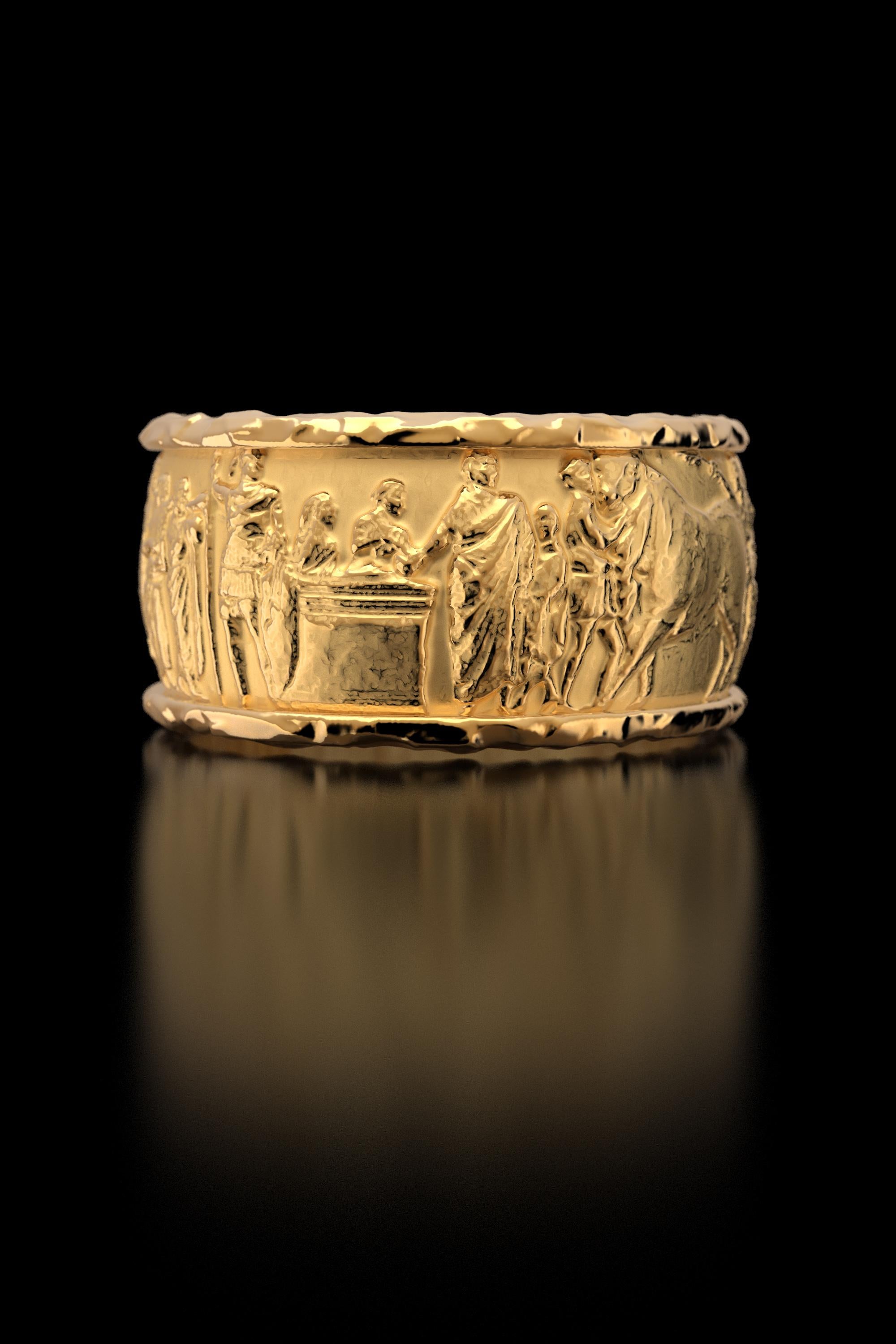 Im Angebot: Skulpturaler Ring, Ring aus massivem Gold im antiken Stil, 14k Gold, hergestellt in Italien () 11