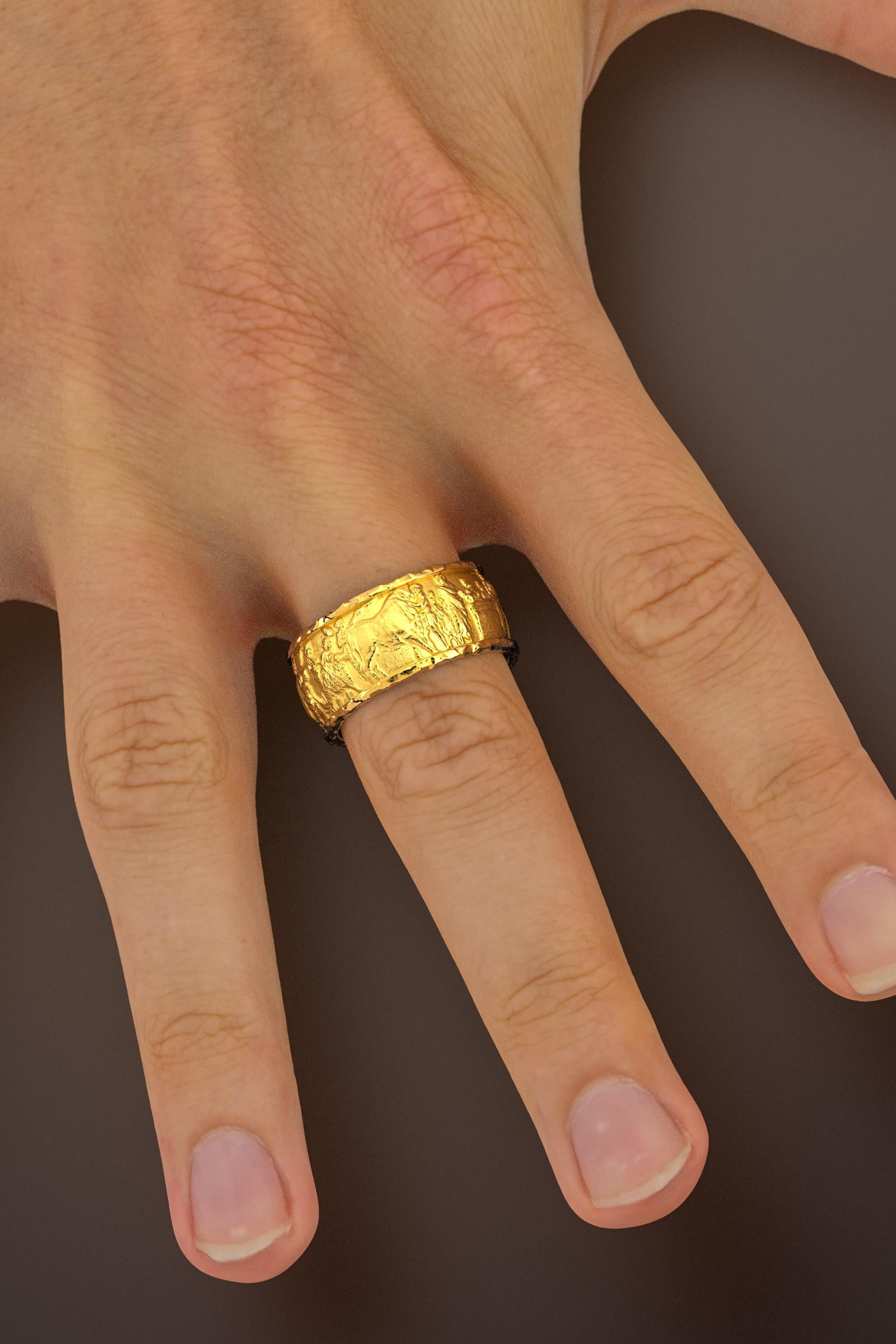 Im Angebot: Skulpturaler Ring, Ring aus massivem Gold im antiken Stil, 14k Gold, hergestellt in Italien () 12