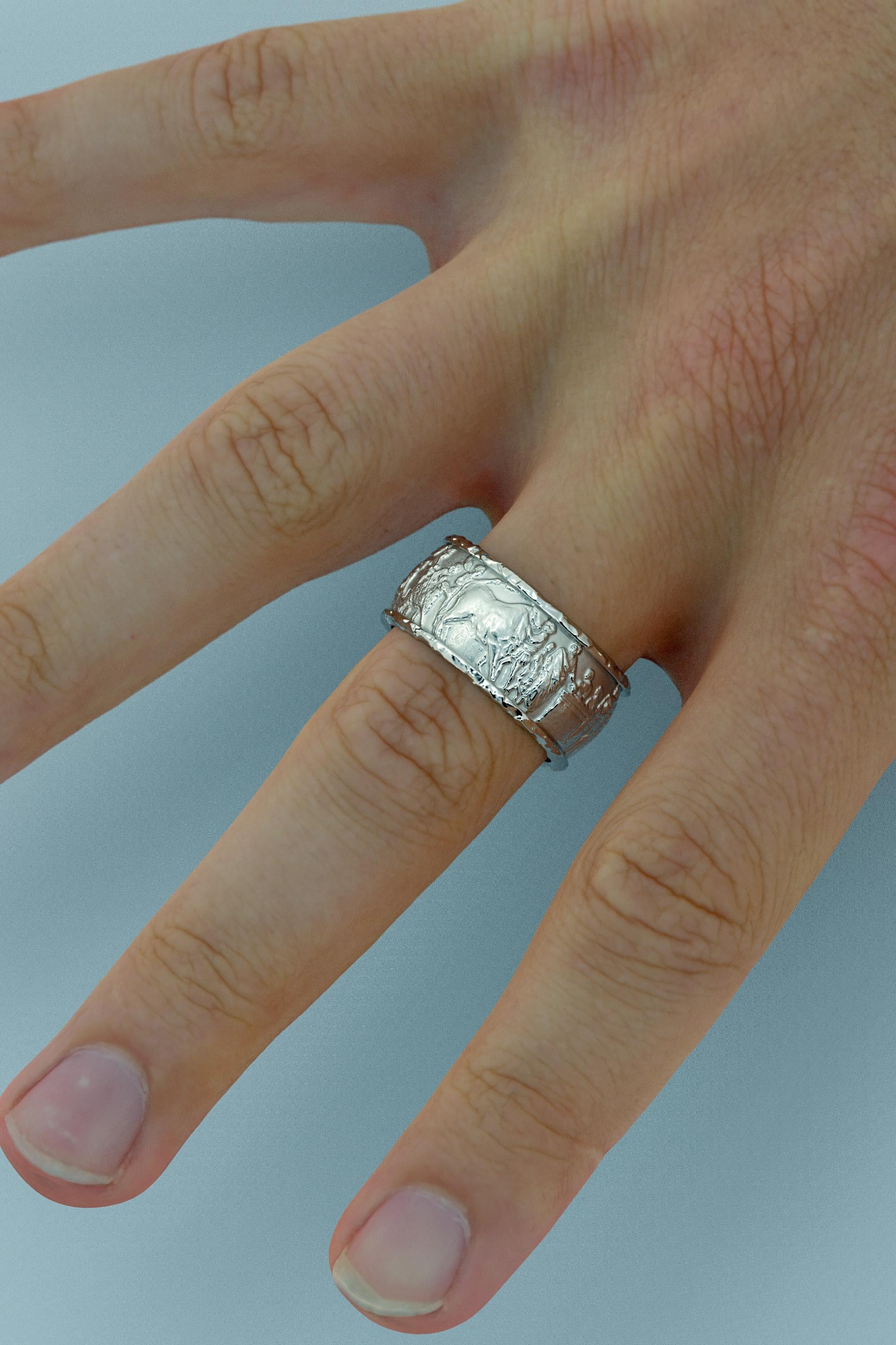 Im Angebot: Skulpturaler Ring, Ring aus massivem Gold im antiken Stil, 14k Gold, hergestellt in Italien () 13