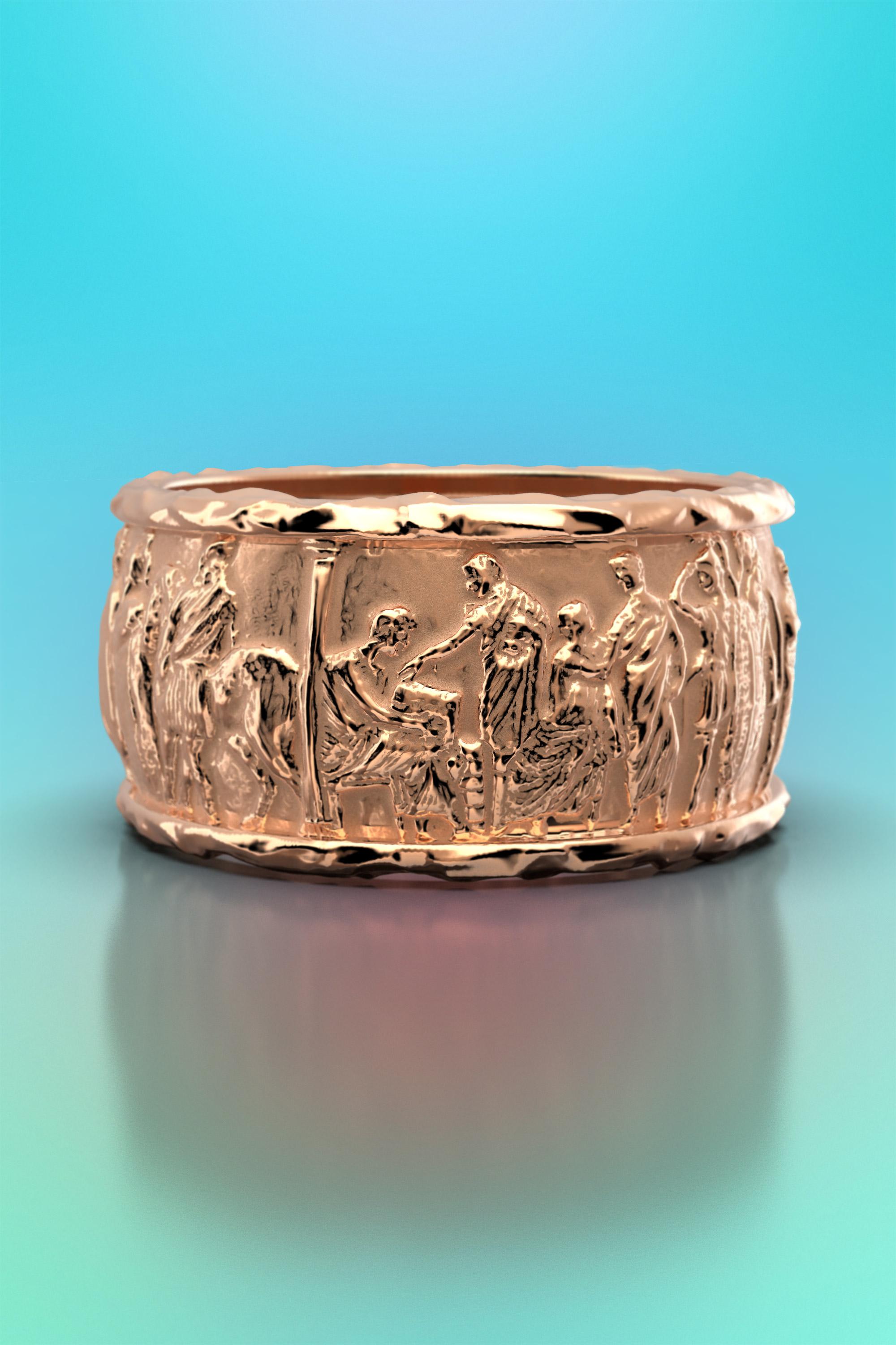Im Angebot: Skulpturaler Ring, Ring aus massivem Gold im antiken Stil, 14k Gold, hergestellt in Italien () 15