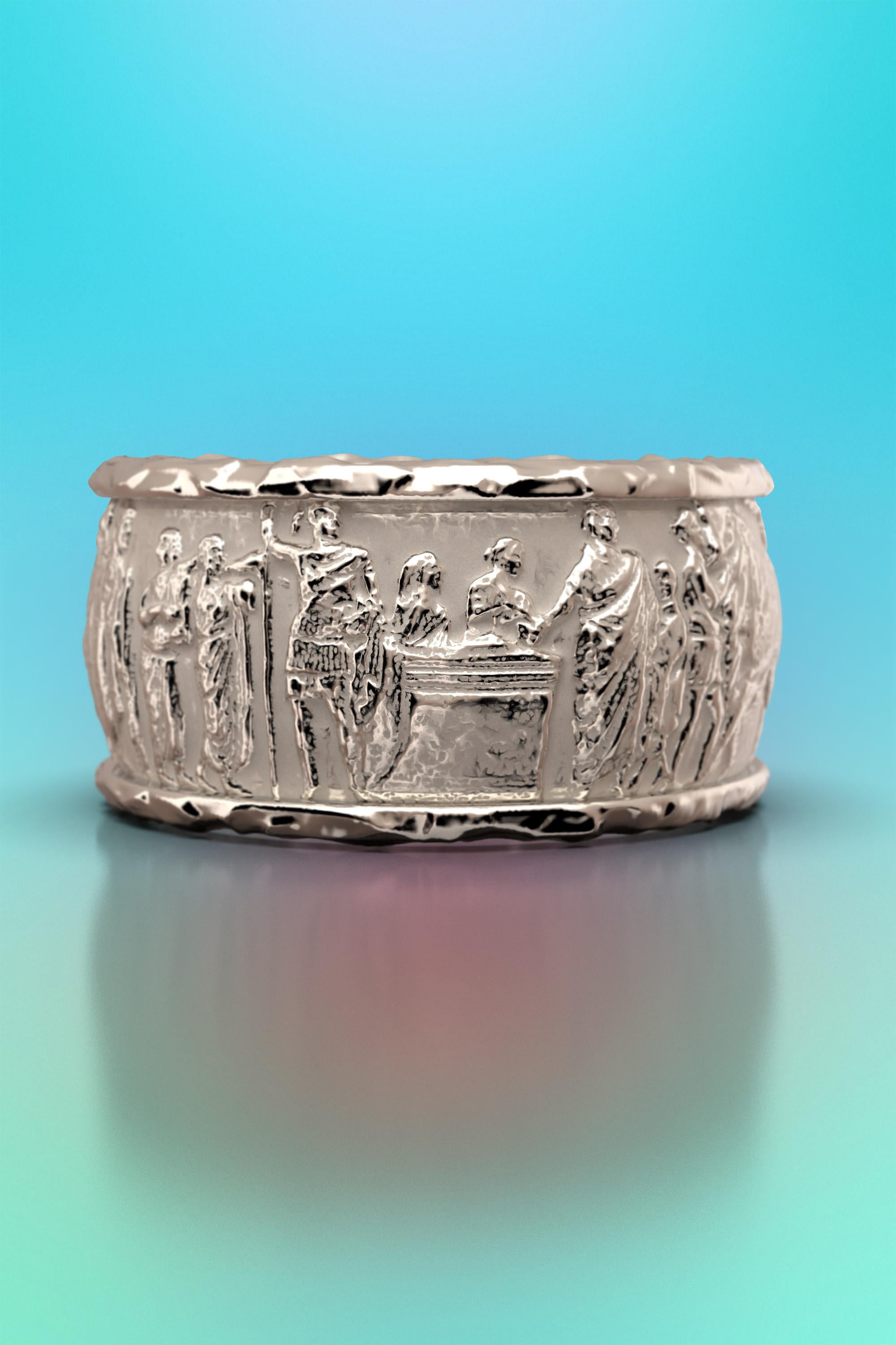 Im Angebot: Skulpturaler Ring, Ring aus massivem Gold im antiken Stil, 14k Gold, hergestellt in Italien () 16