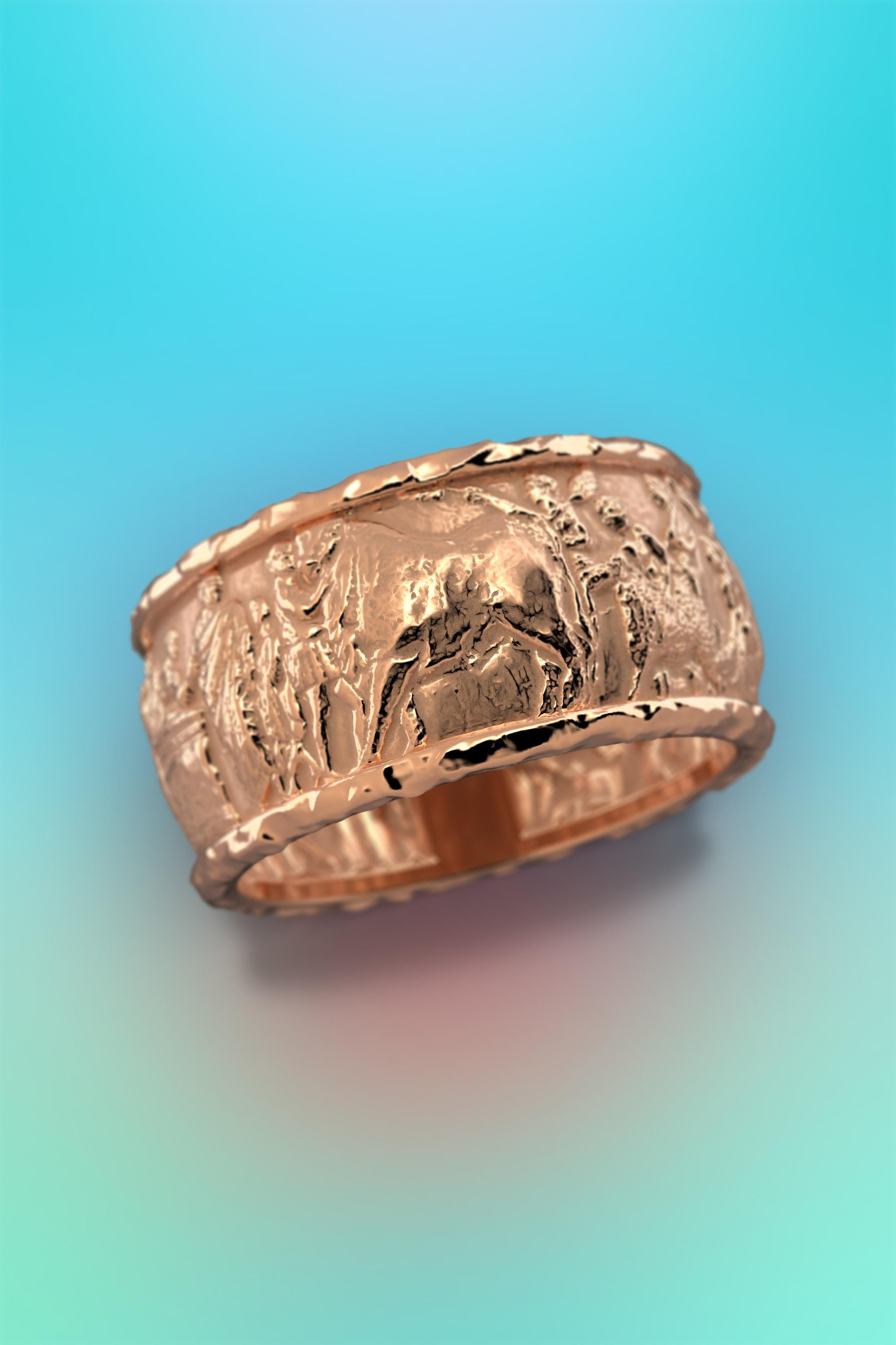 Im Angebot: Skulpturaler Ring, Ring aus massivem Gold im antiken Stil, 14k Gold, hergestellt in Italien () 18