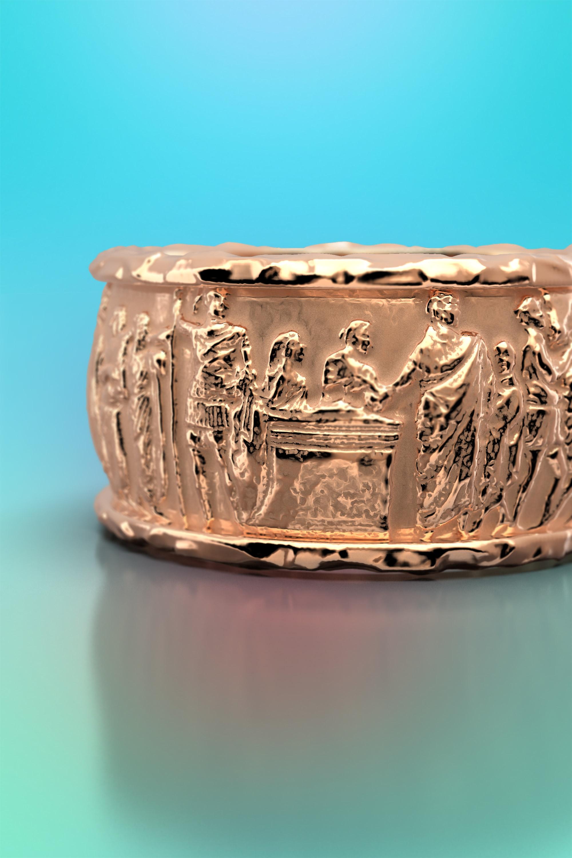 Im Angebot: Skulpturaler Ring, Ring aus massivem Gold im antiken Stil, 14k Gold, hergestellt in Italien () 5