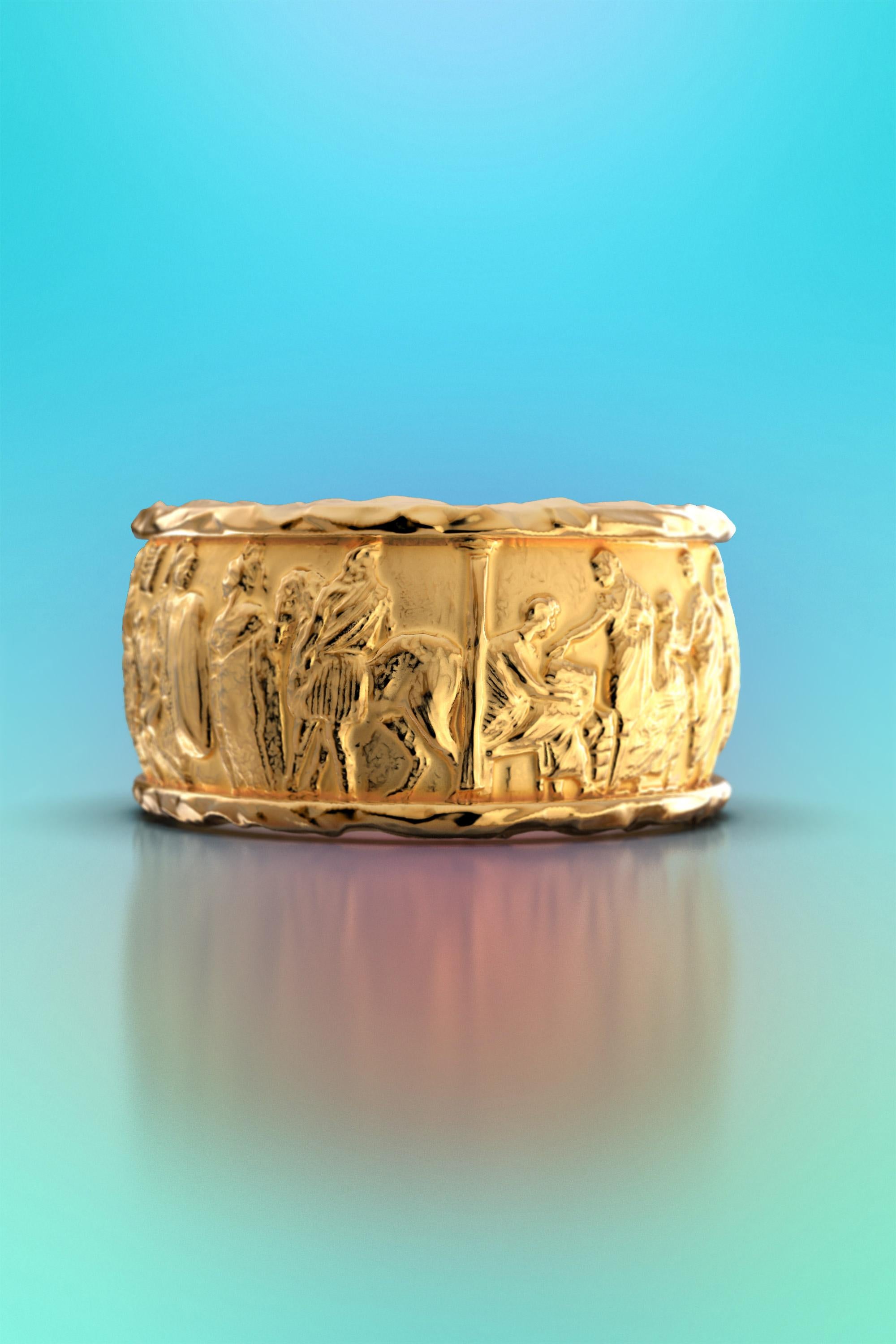 Im Angebot: Skulpturaler Ring, Ring aus massivem Gold im antiken Stil, 14k Gold, hergestellt in Italien () 7