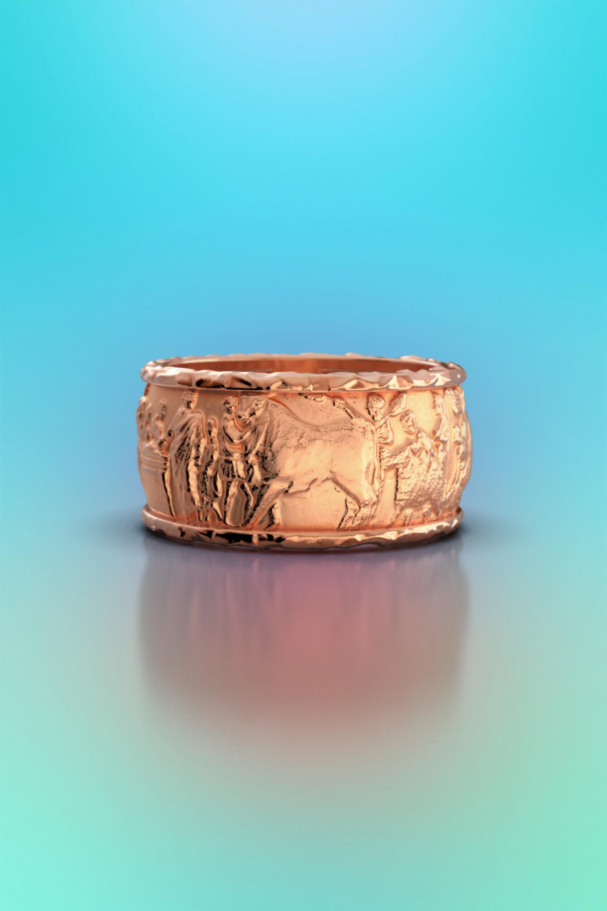 Im Angebot: Skulpturaler Ring, Ring aus massivem Gold im antiken Stil, 14k Gold, hergestellt in Italien () 10