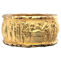 Bague sculpturale, bague de style ancien en or massif, bague en or 14 carats fabriquée en Italie