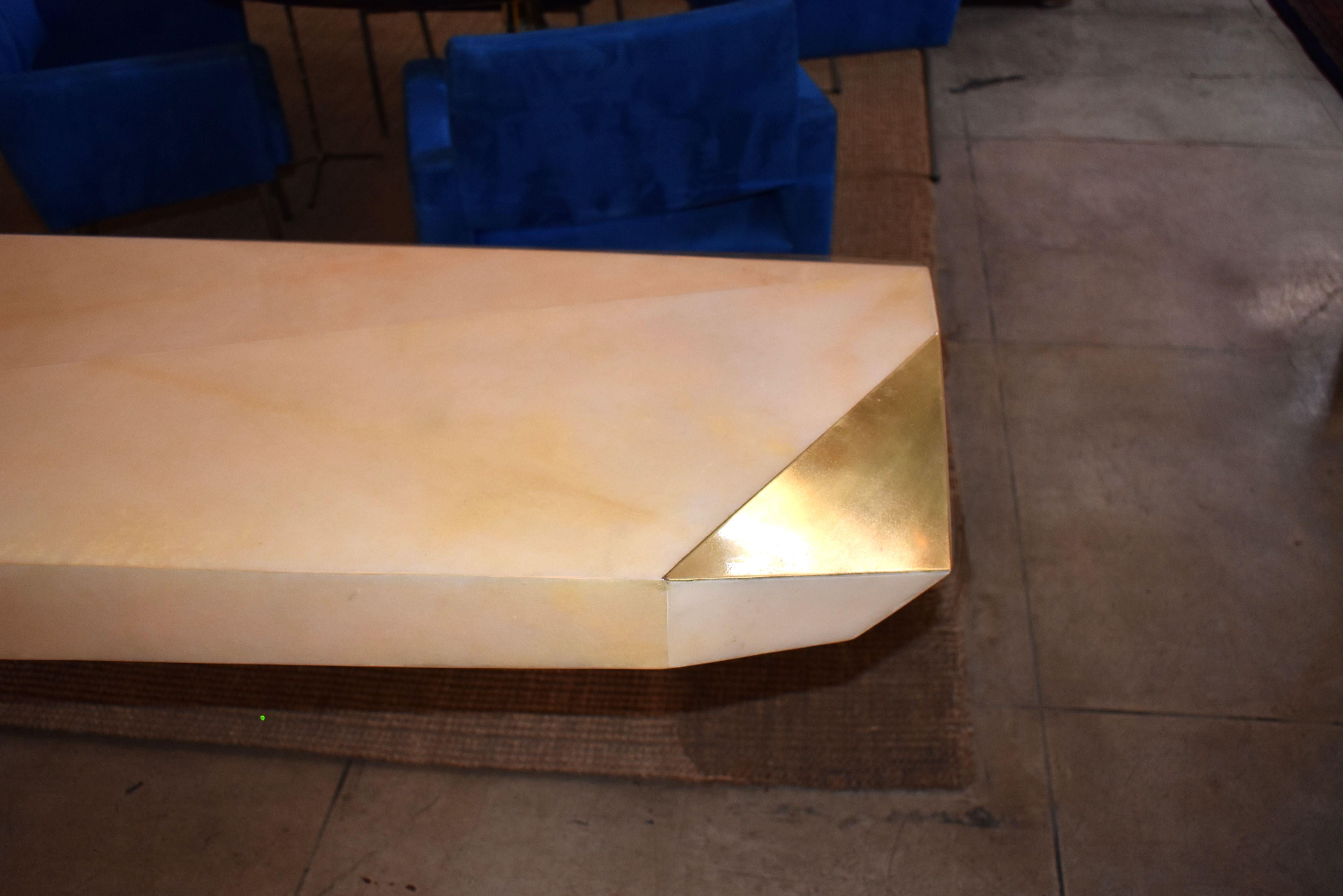 Mid-Century Modern Sculptural Rock Design Parchment Console Table