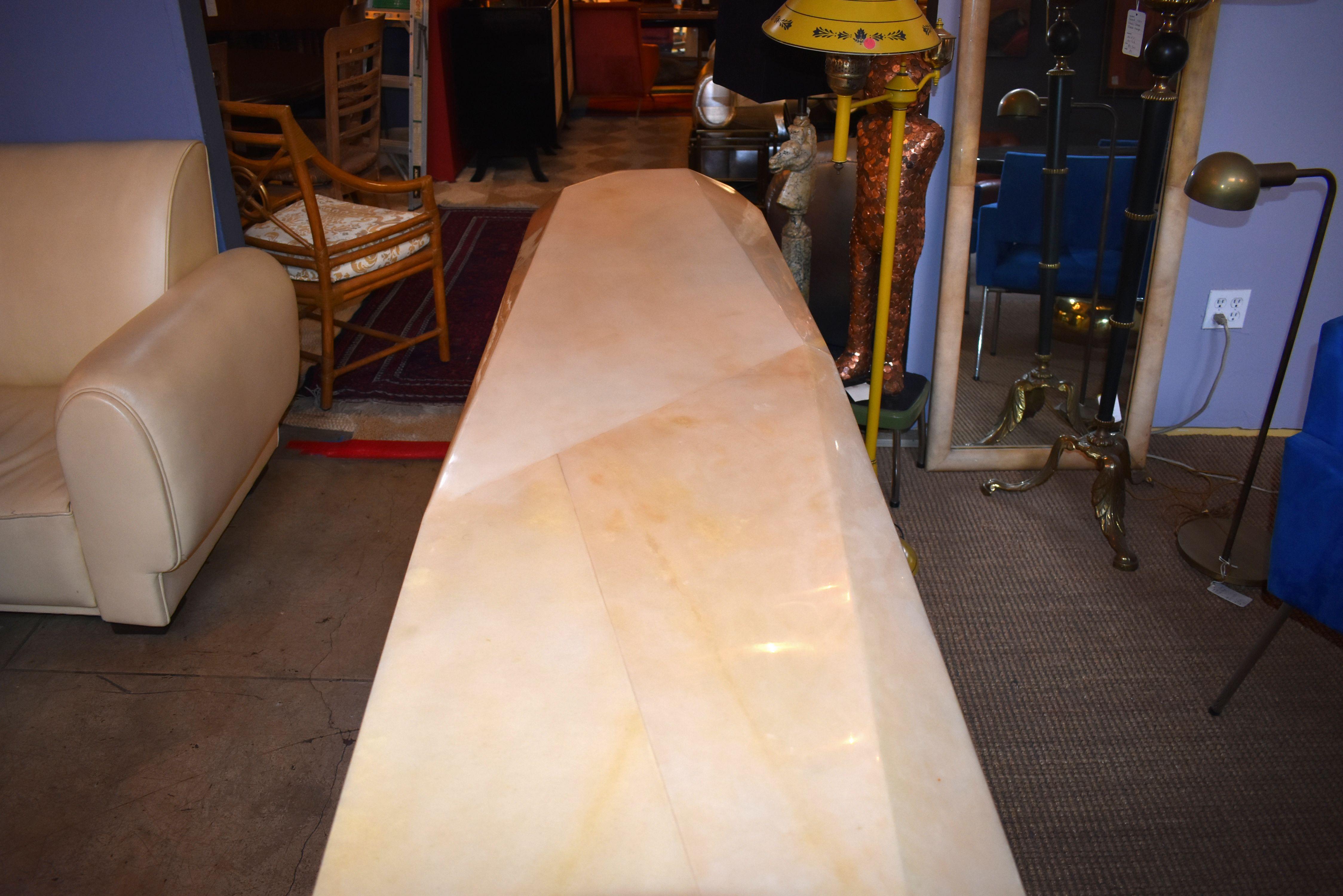 American Sculptural Rock Design Parchment Console Table