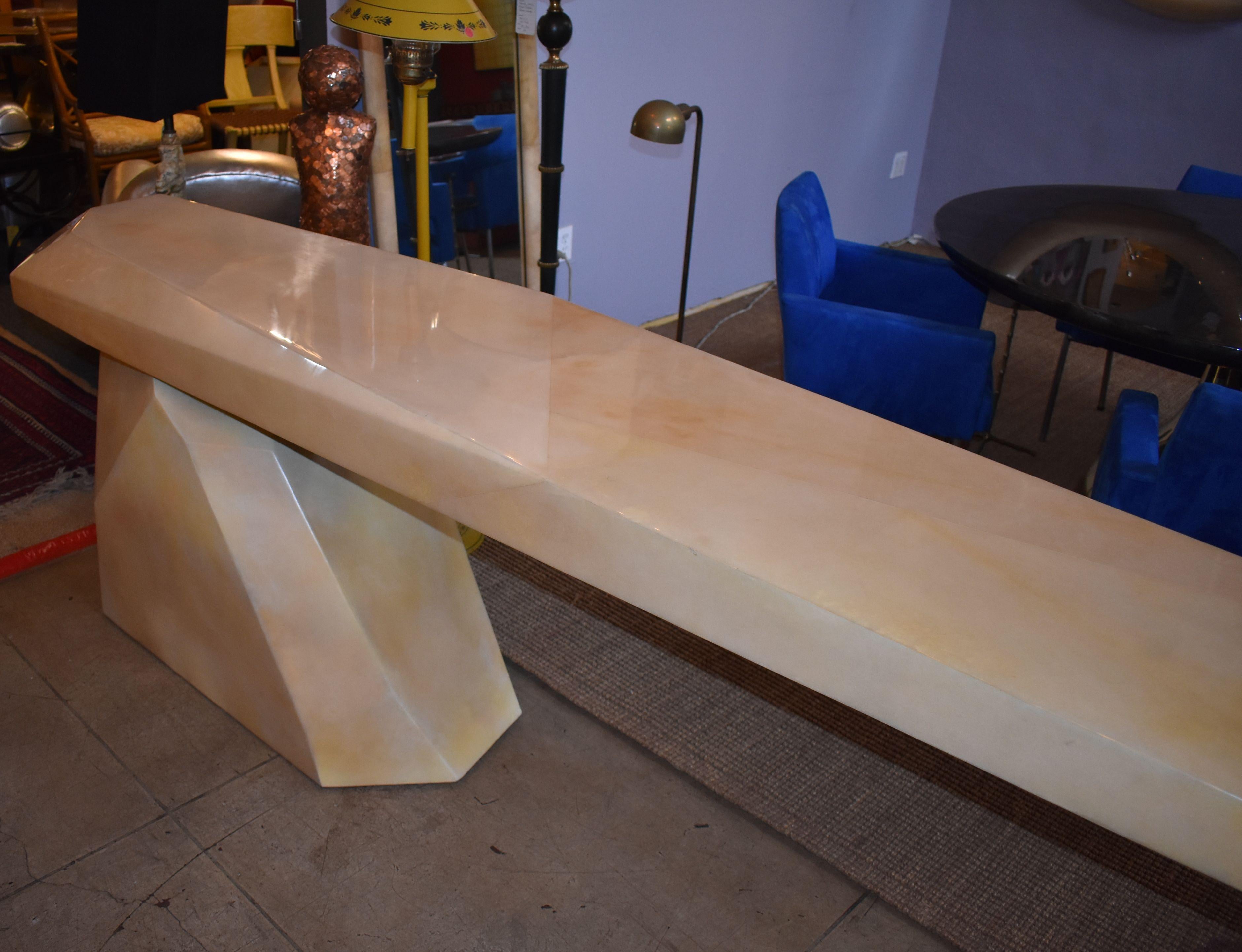 20th Century Sculptural Rock Design Parchment Console Table