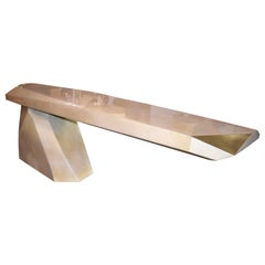 Sculptural Rock Design Parchment Console Table
