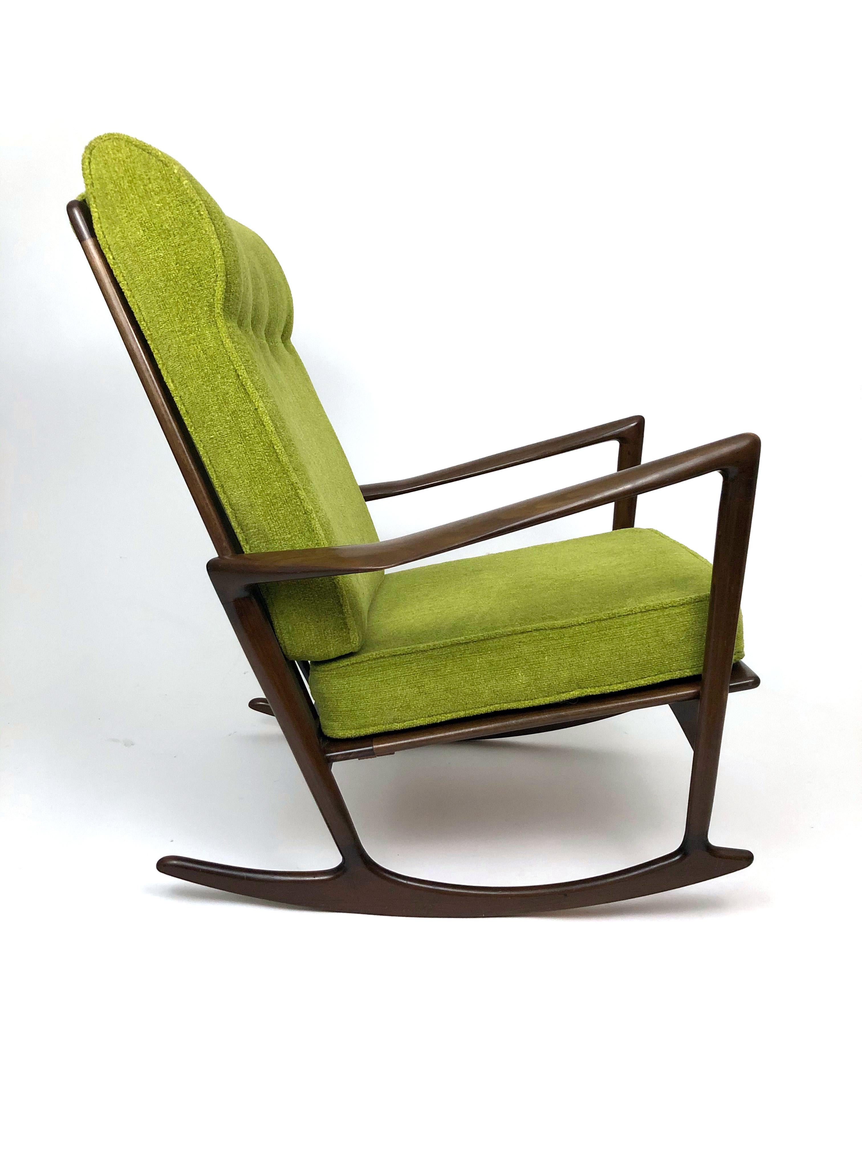 Mid-20th Century Sculptural Walnut Rocking Chair by Ib Kofod-Larsen