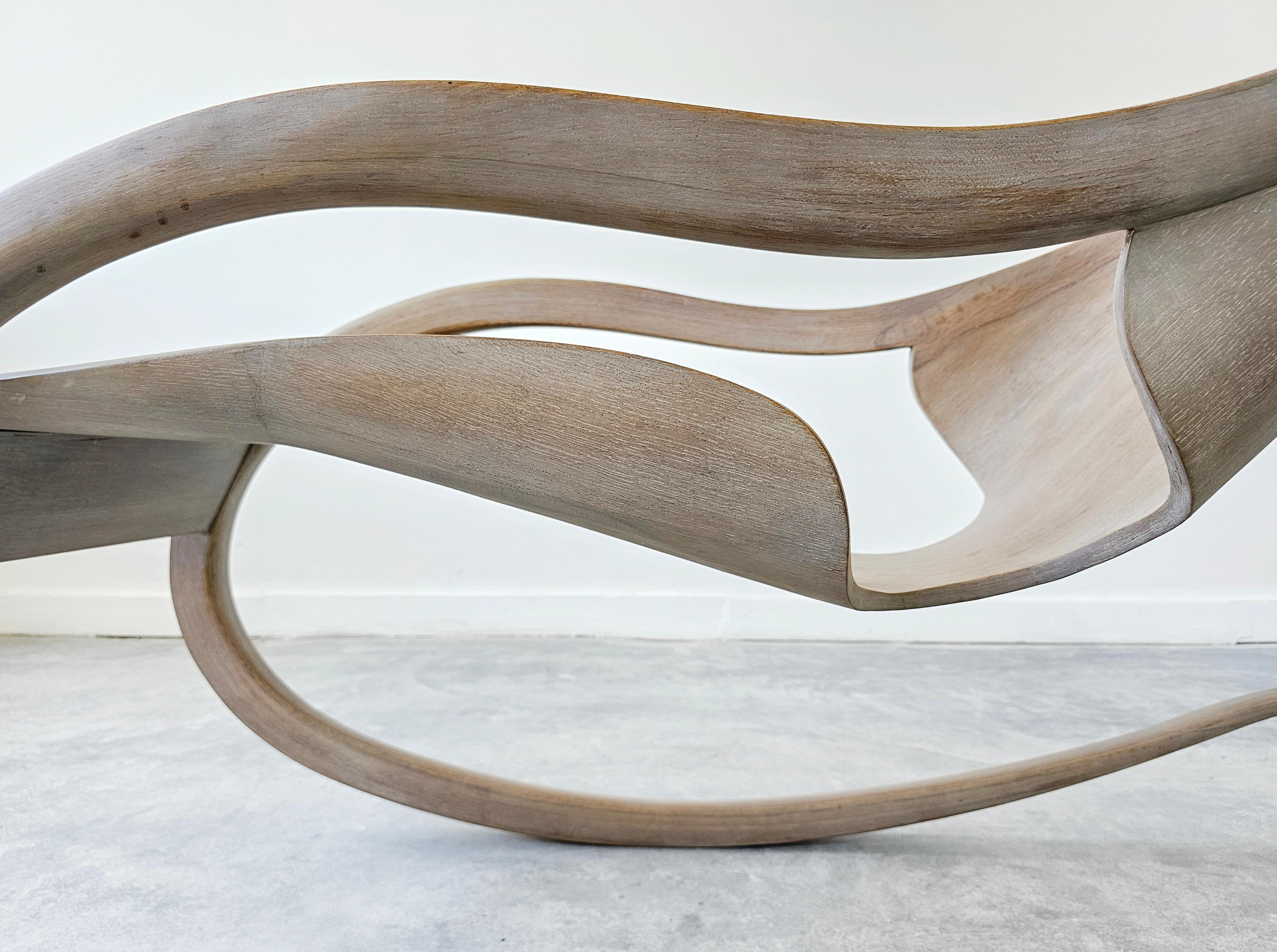 Sculptural Rocking Chair done in molded Ash plywood in style of Wendell Castle For Sale 3