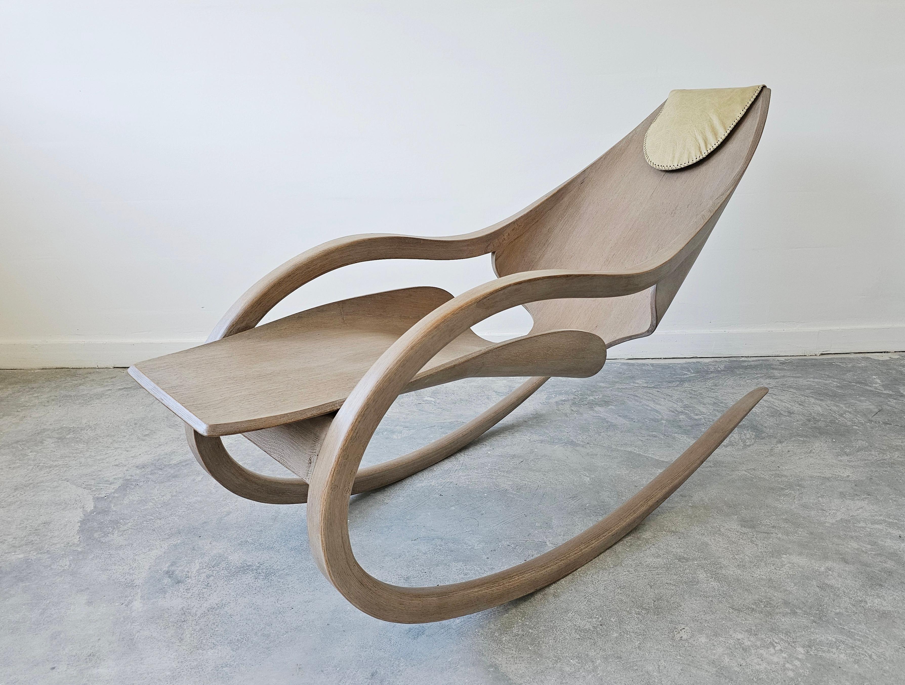 Sculptural Rocking Chair done in molded Ash plywood in style of Wendell Castle For Sale 1