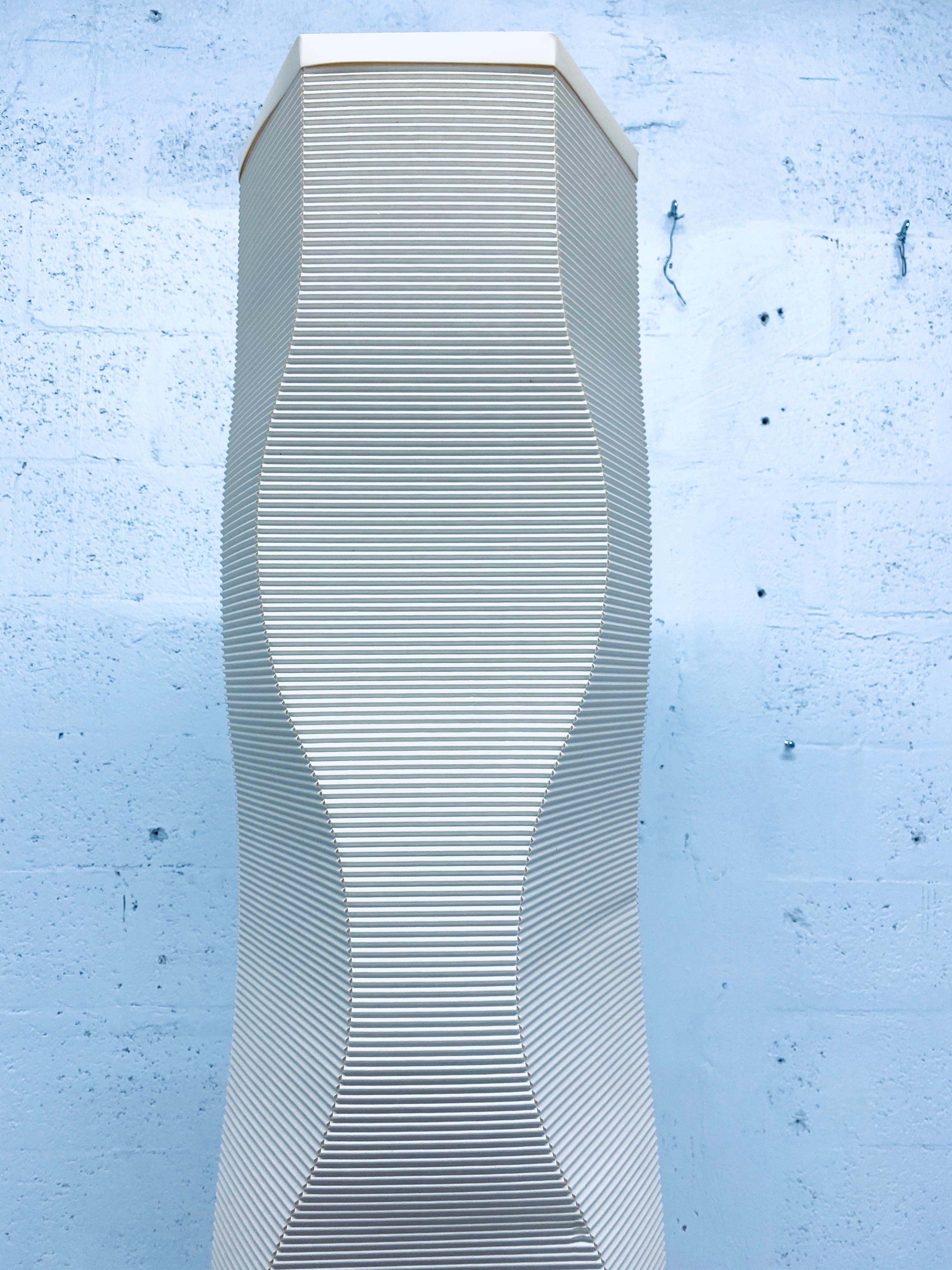 Sculptural Roland Simmons Corrugated Dimensional Parchment Floor Lamp 2